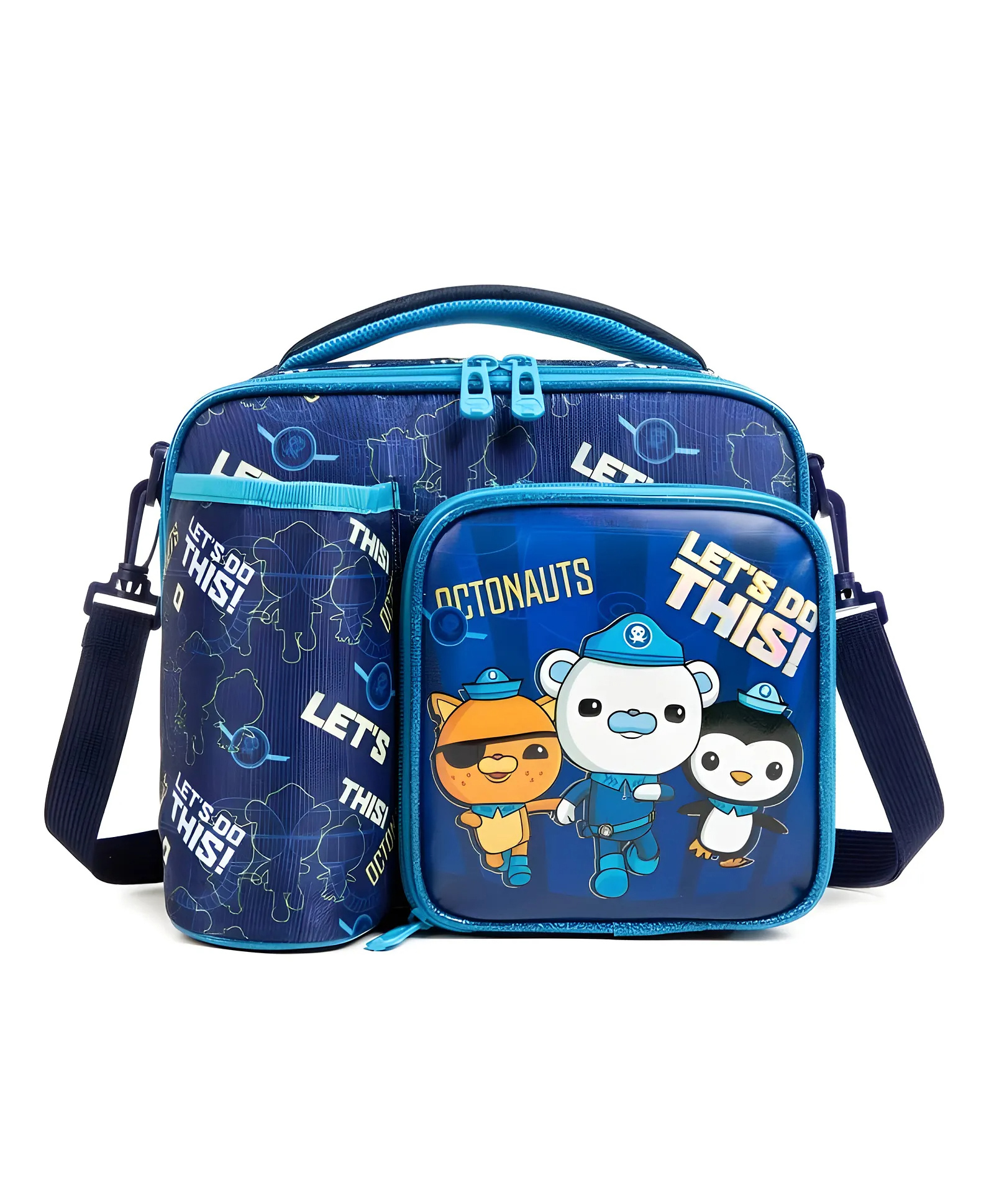 Elecart 3D Printed Insulated Lunch Bag Thermal Durable Waterproof & Portable with Adjustable Strap - Blue-image-10