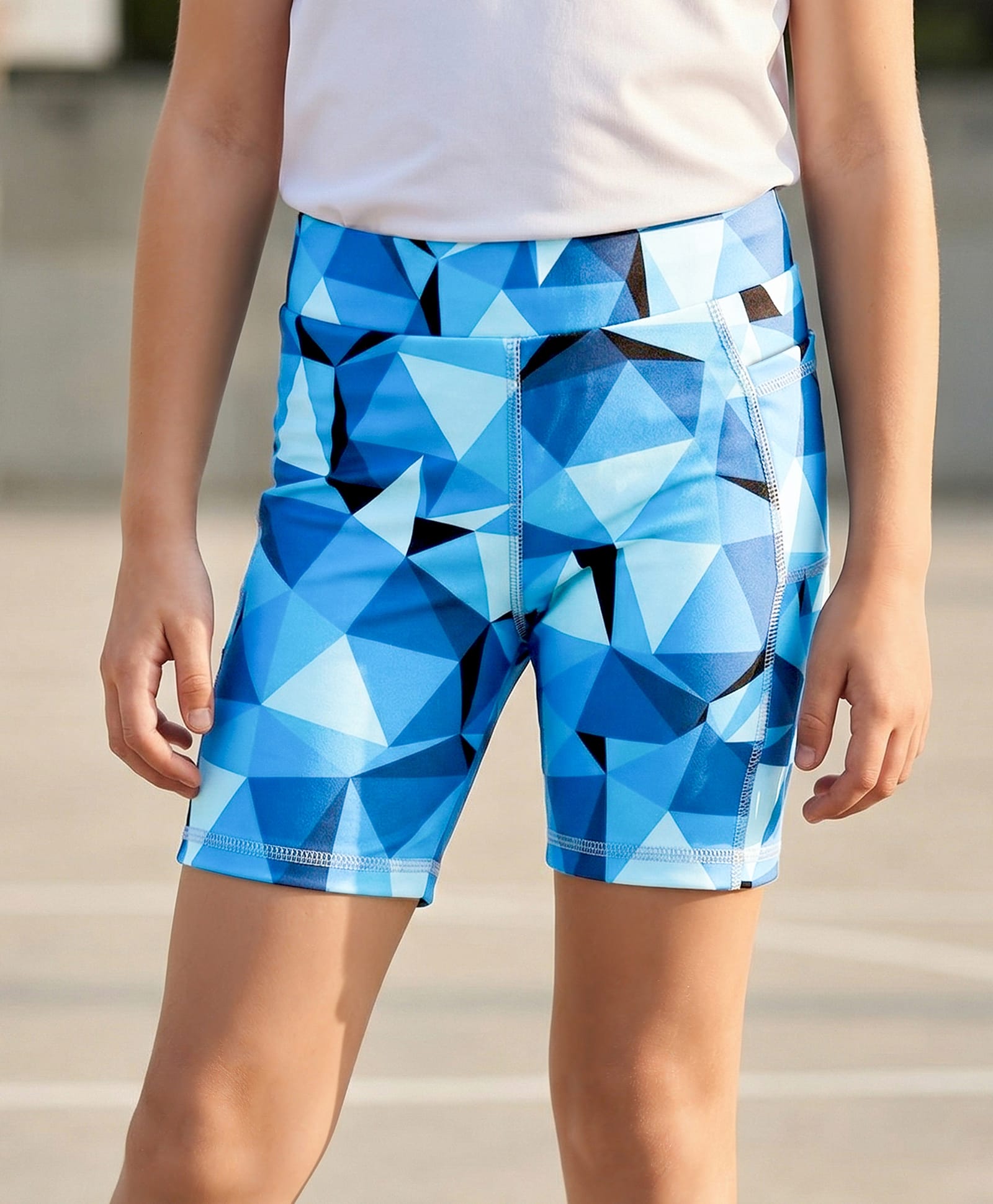 Pine Active Cycling Shorts With Abstract Print - Blue-image-4
