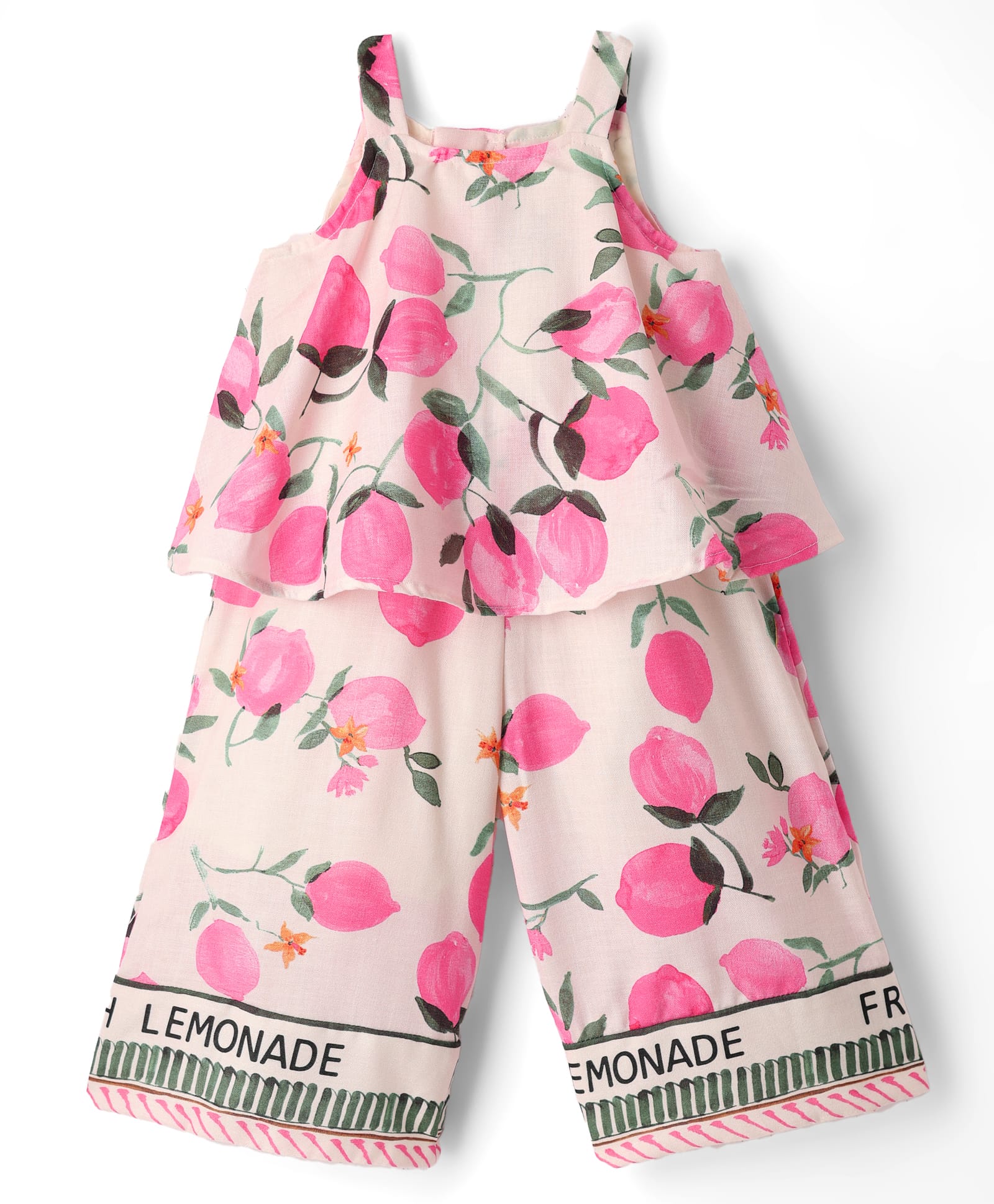 Little Kangaroos Woven Sleeveless Jumpsuit with Tropical Print - Pink-picture-26