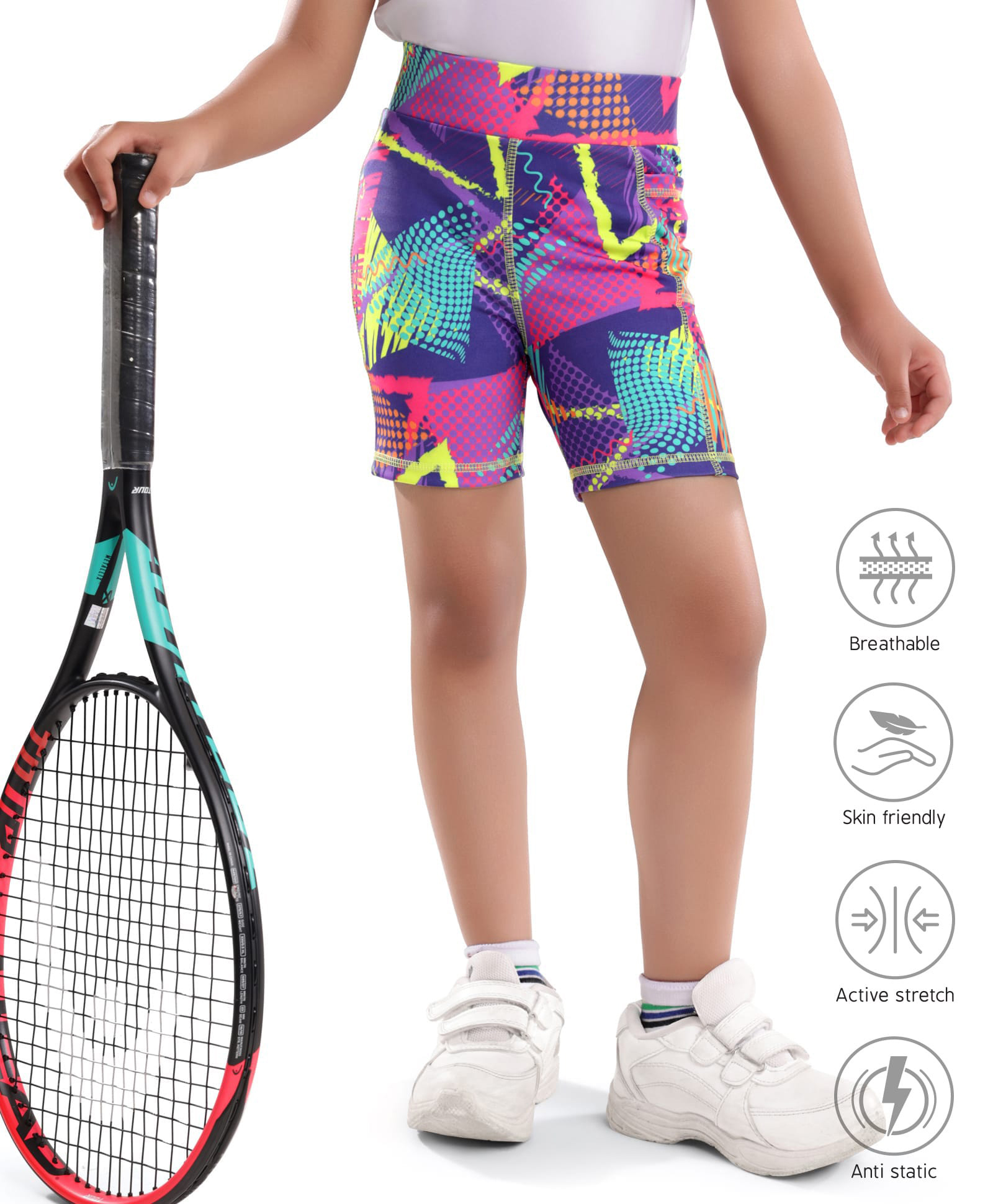 Pine Active Cycling Shorts With Abstract Print - Purple-picture-25