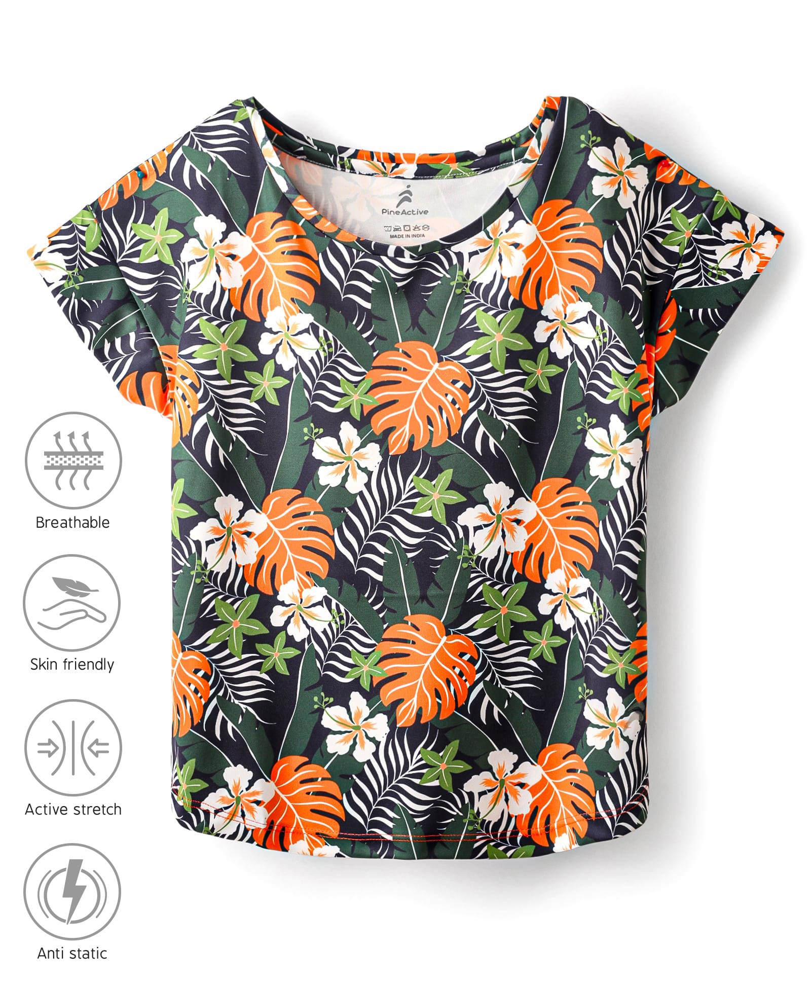 Pine Active Half Sleeves T-Shirt With Floral Print - Multicolour-picture-37