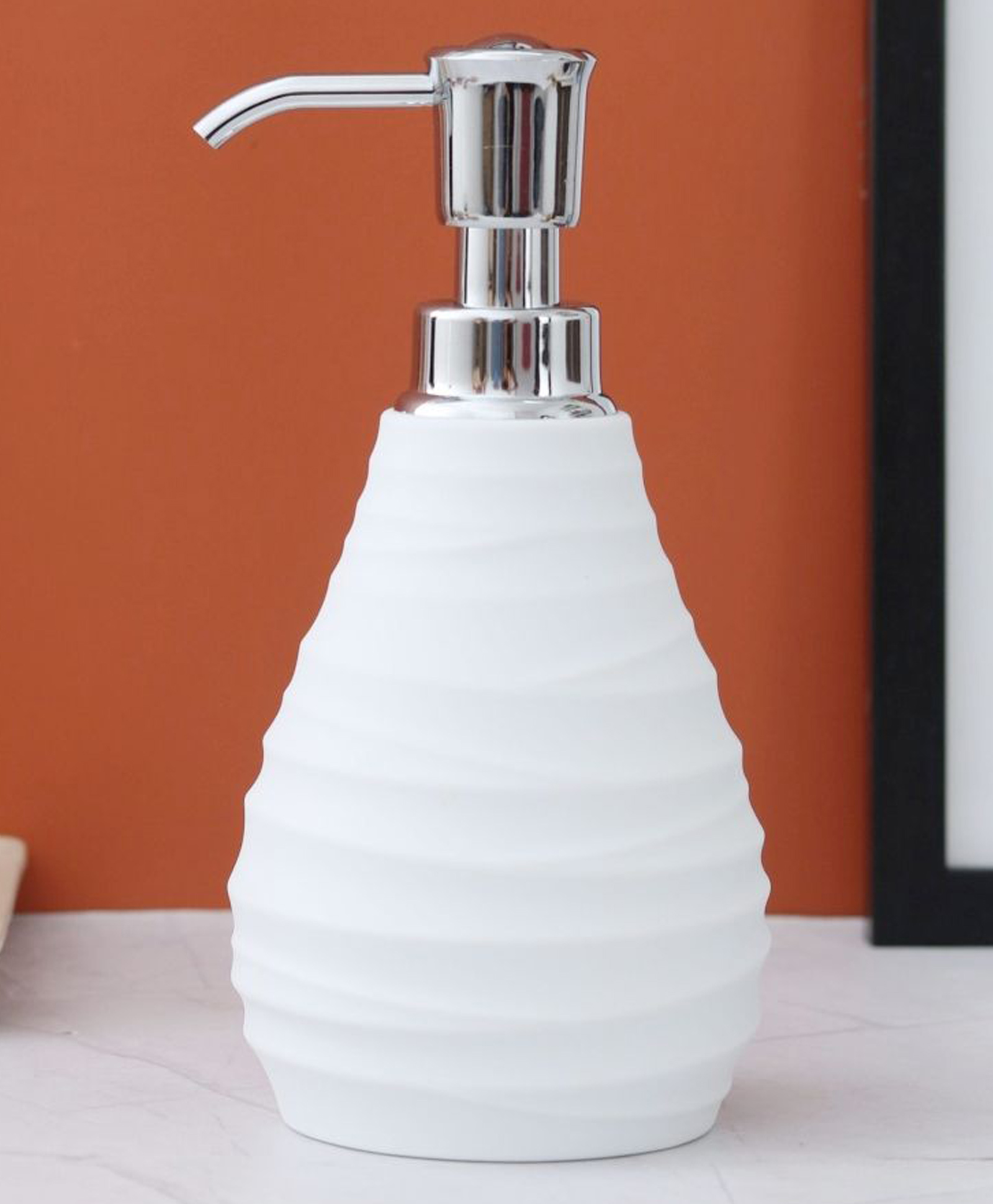The Procure Store Tear Drop Design Wave Pattern Liquid Soap Dispenser 250 ml- White-image-6