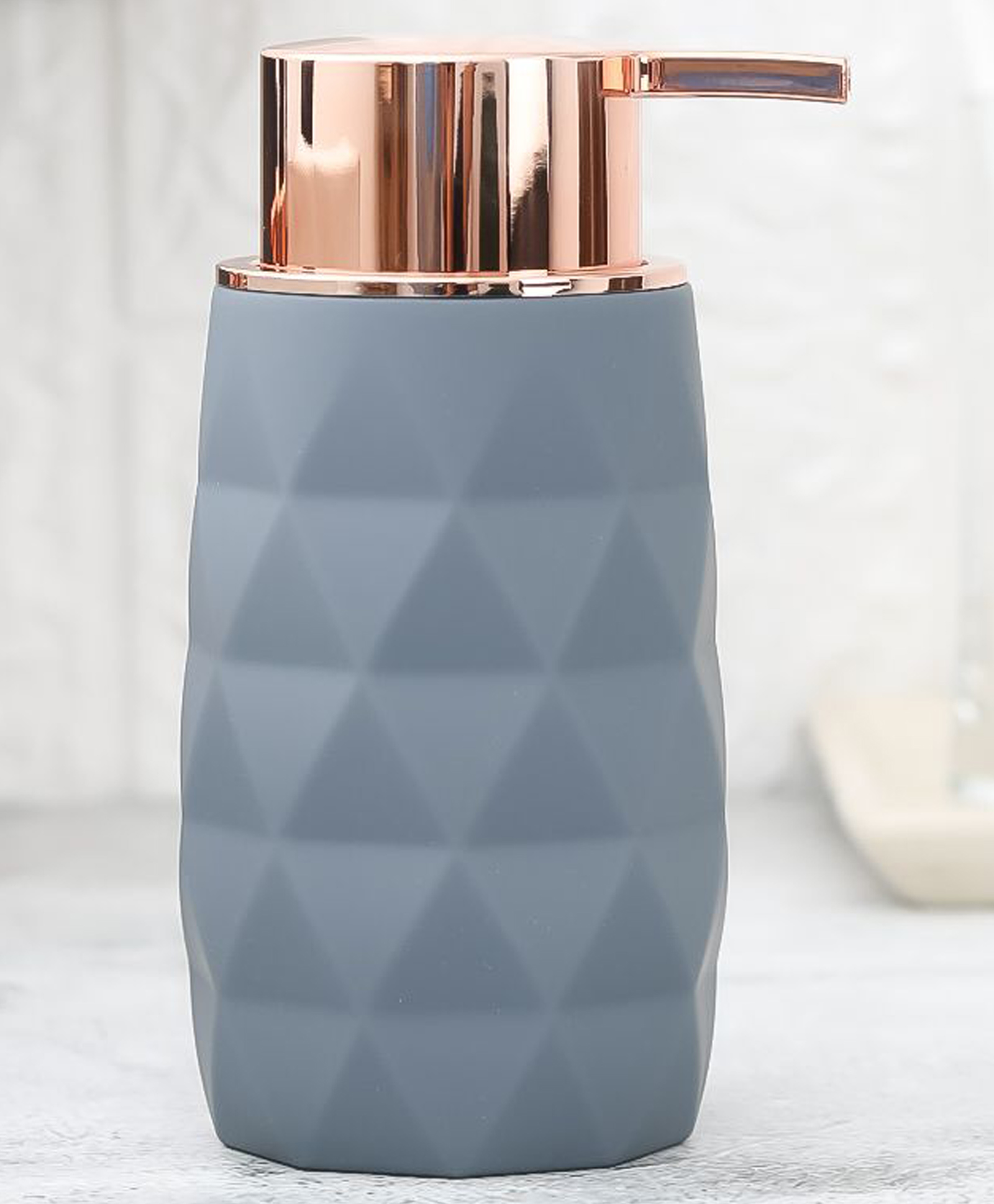 The Procure Store Diamond Cut Liquid Soap Dispenser 250 ml- Grey-image-0