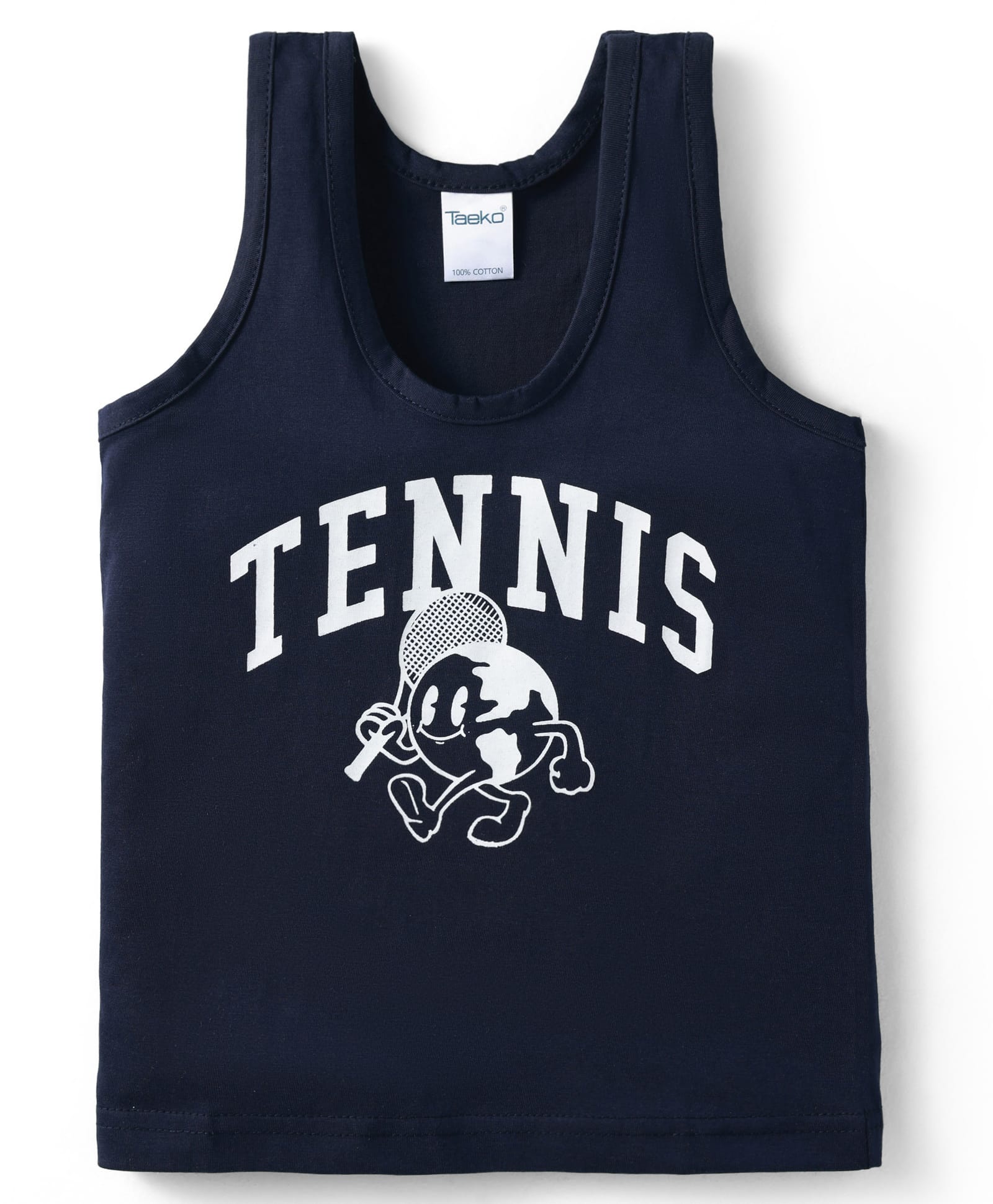 Taeko Single Jersey Knit Sleeveless Vests with Tennis Print - Navy Blue-image-26