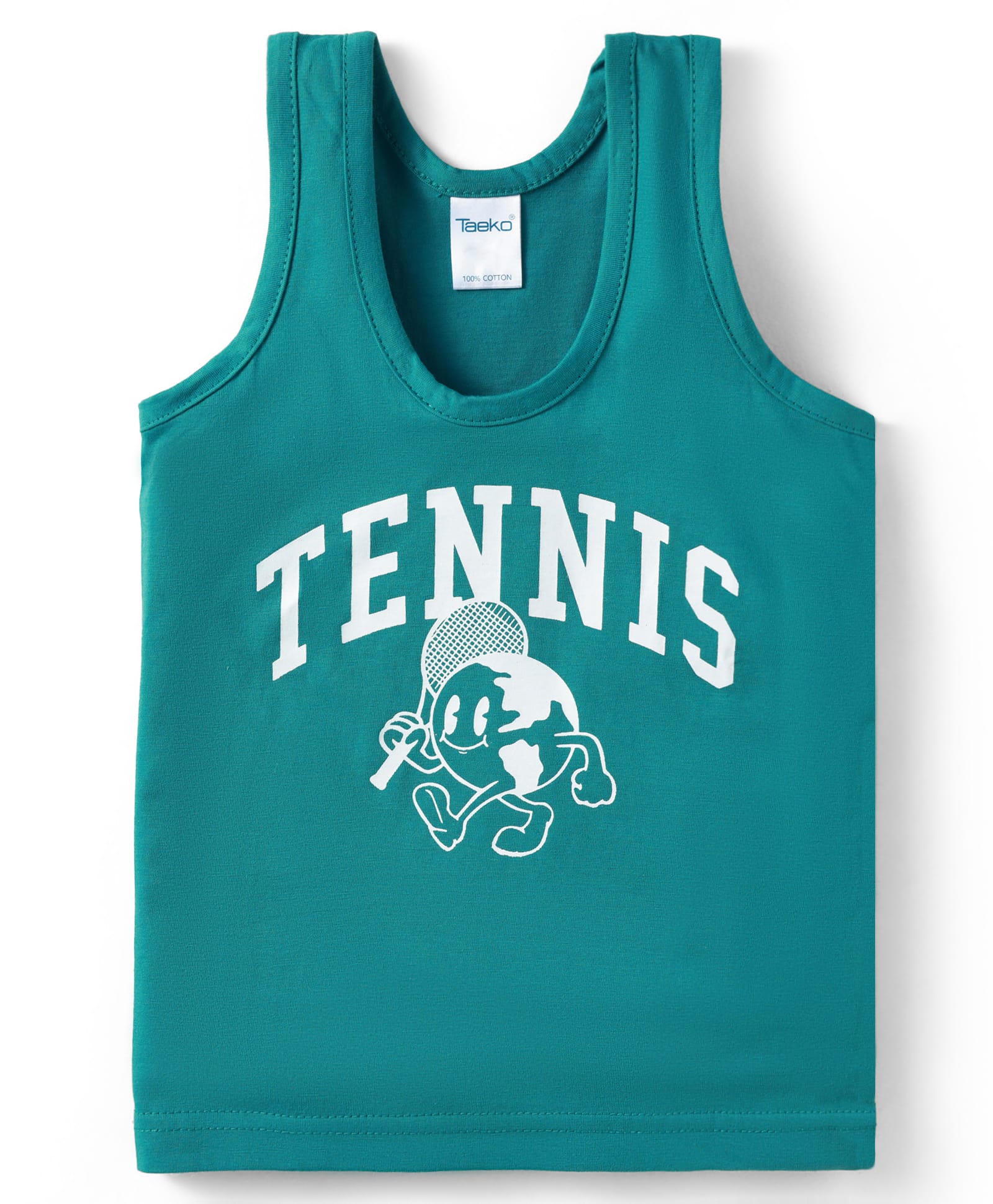 Taeko Single Jersey Knit Sleeveless Vests with Tennis Print - Blue-picture-2