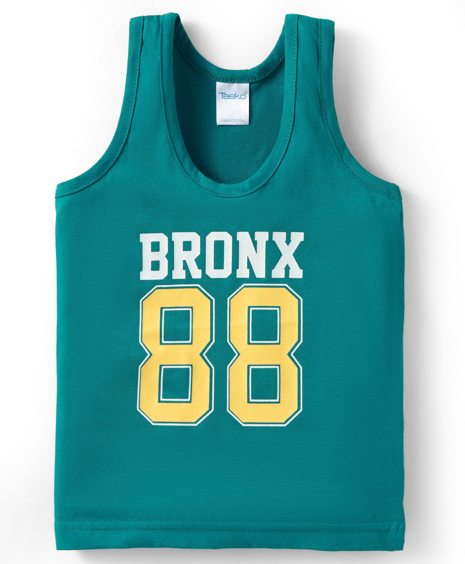 Taeko Single Jersey Knit Sleeveless Vests with Bronx 88 Print - Teal Blue-picture-10
