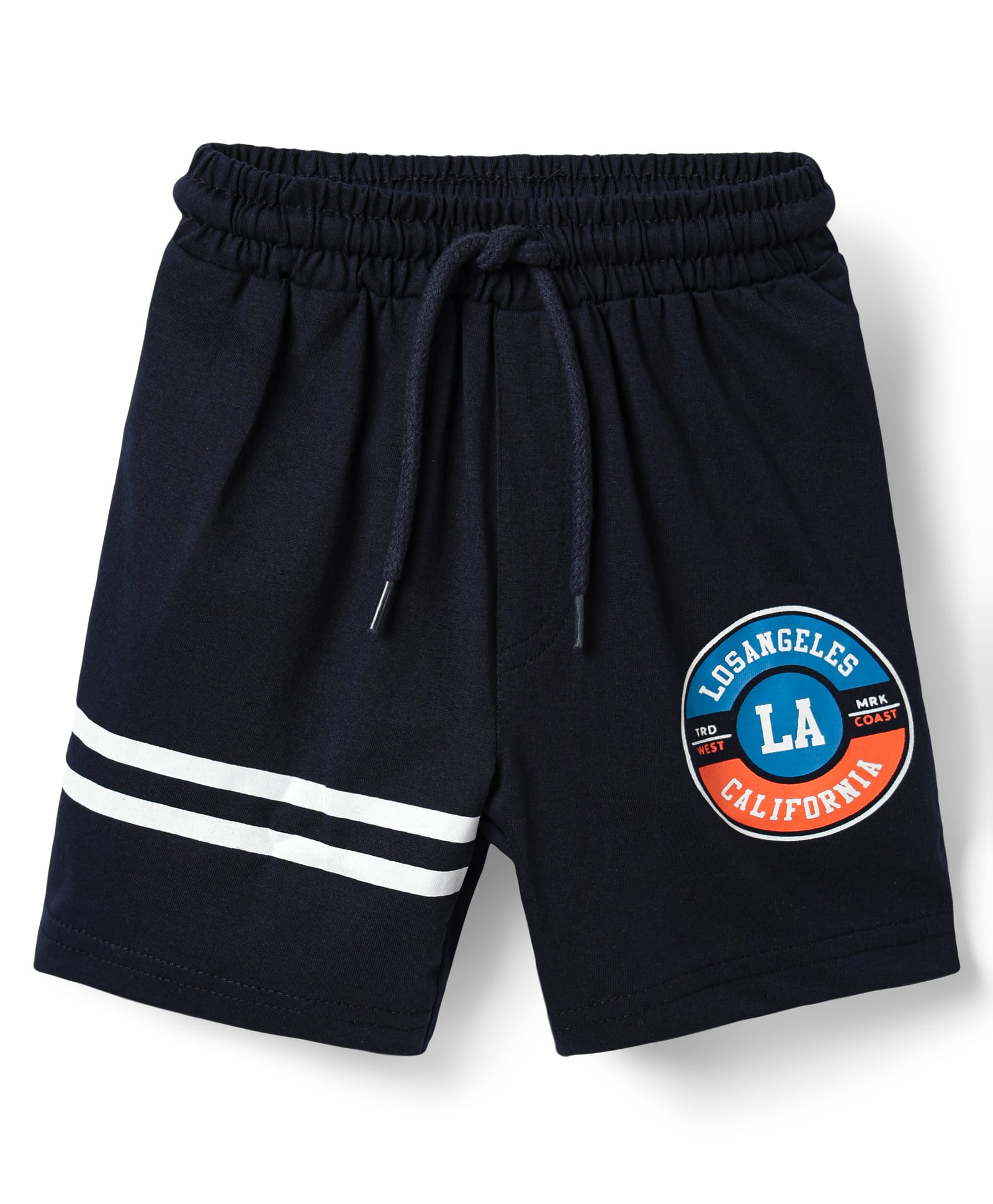 Taeko Single Jersey Knit Knee Length Text Printed Shorts - Navy Blue-image-39