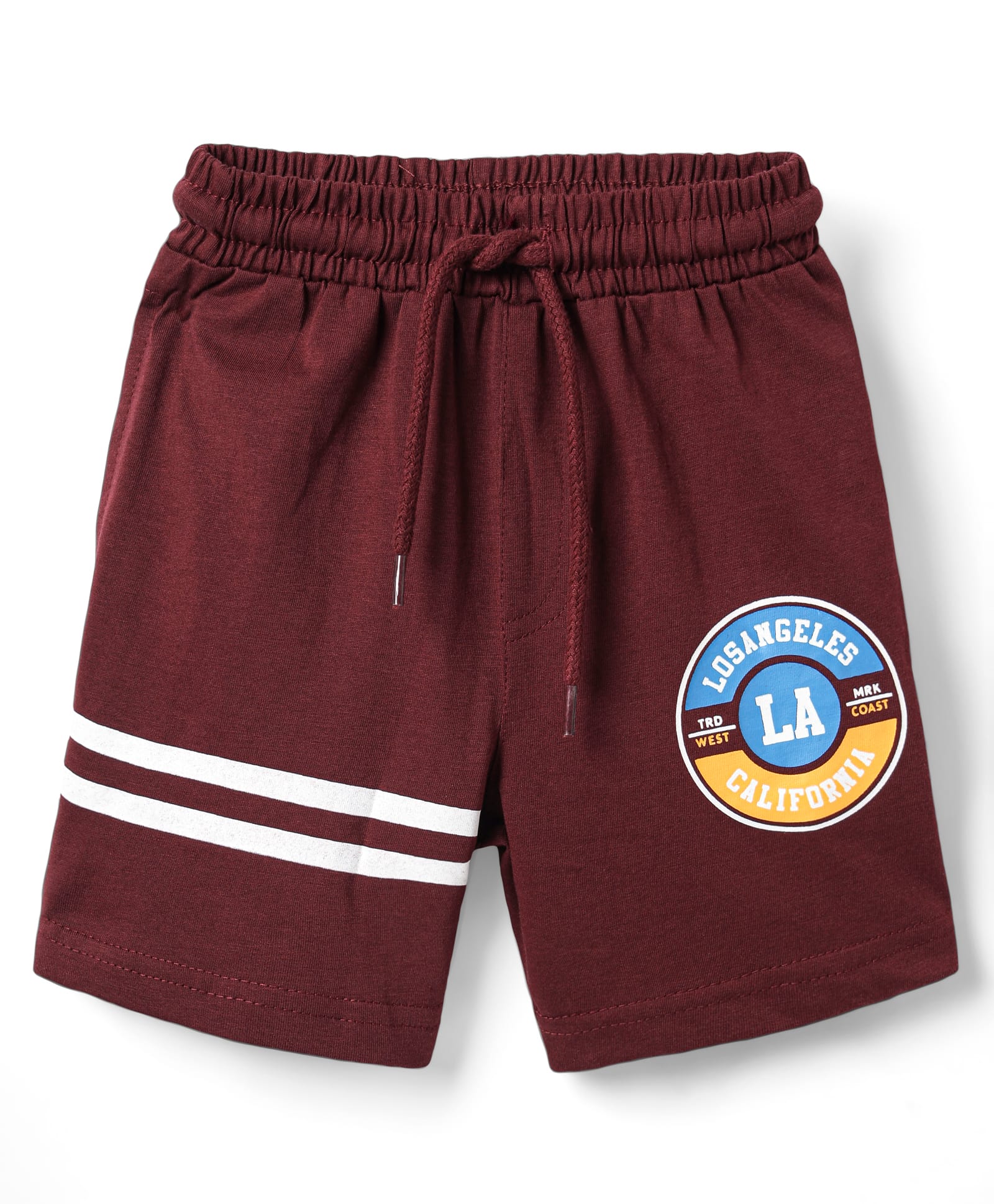 Taeko Single Jersey Knit Knee Length Text Printed Shorts - Maroon-image-29