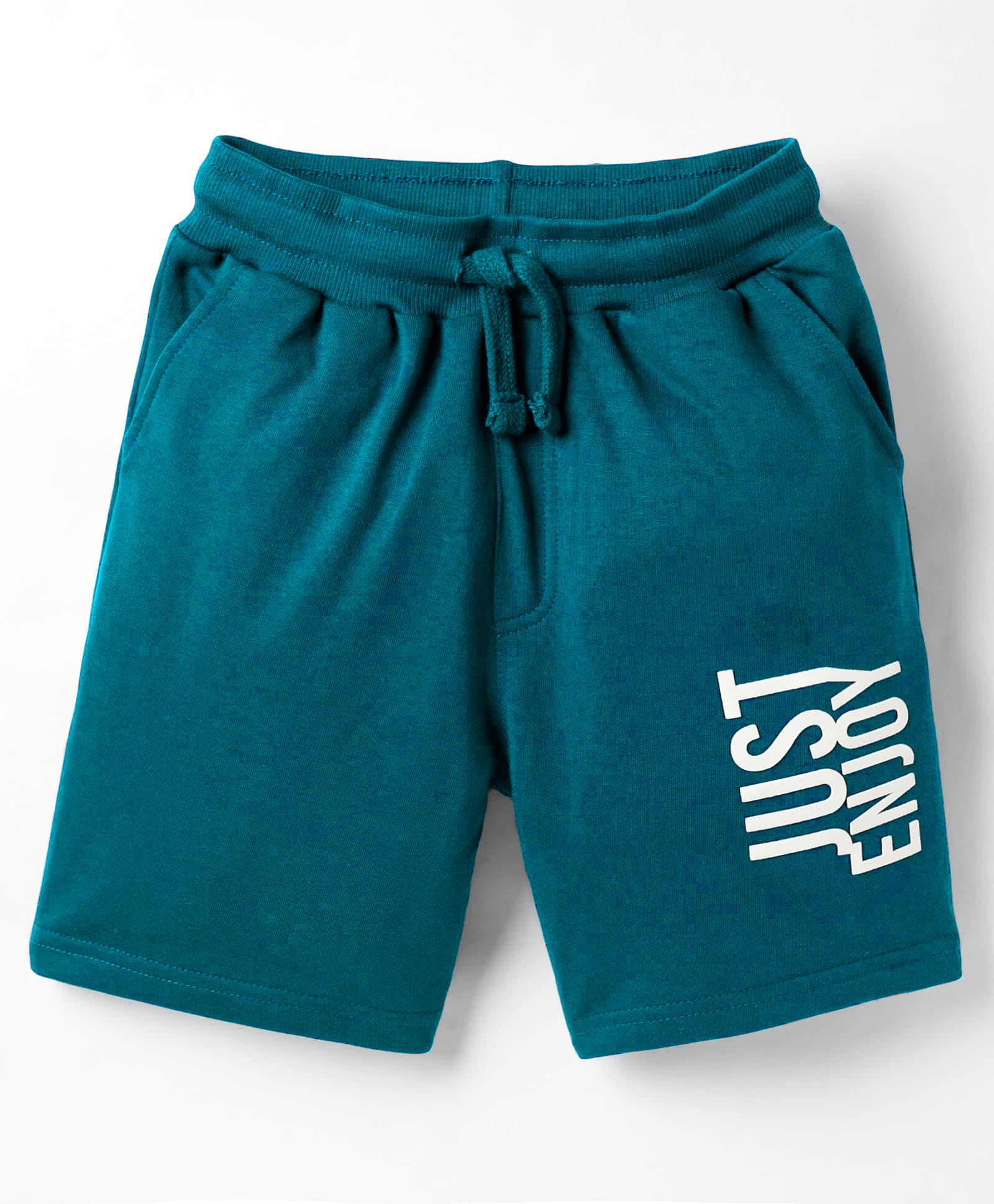 Taeko Single Jersey Knit Knee Length Shorts With Text Print - Teal Blue-image-15