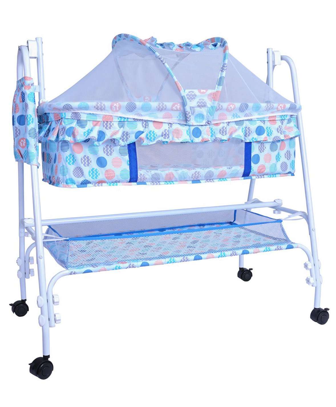 1st Step Baby Swing Bassinet with Removable Mosquito Net & Storage Basket Bassinet-image-26