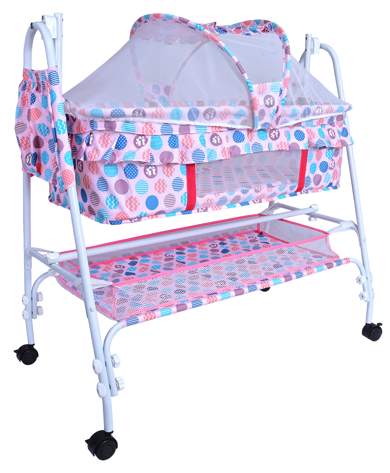 1st Step Baby Swing Bassinet with Removable Mosquito Net & Storage Basket Bassinet-picture-13