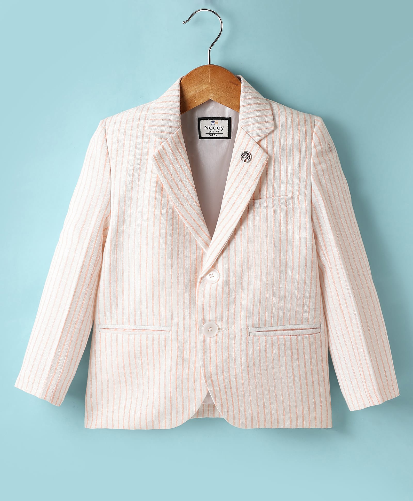 Noddy Cotton Full Sleeves Striped Blazer - Orange-picture-37
