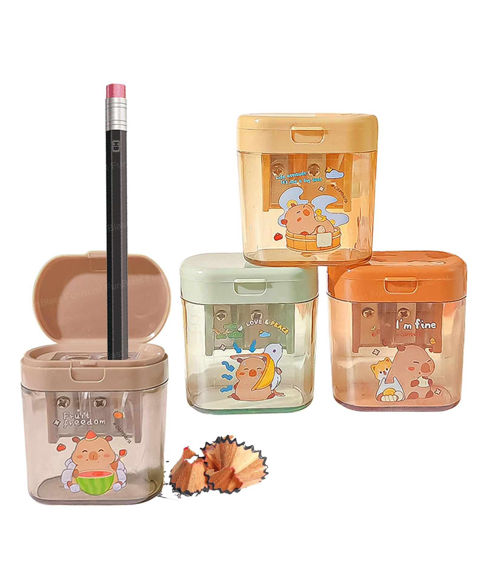 FunBlast Capybara Pencil Sharpeners with Two Sharpening HolesPack of 4 Multicolor-picture-21