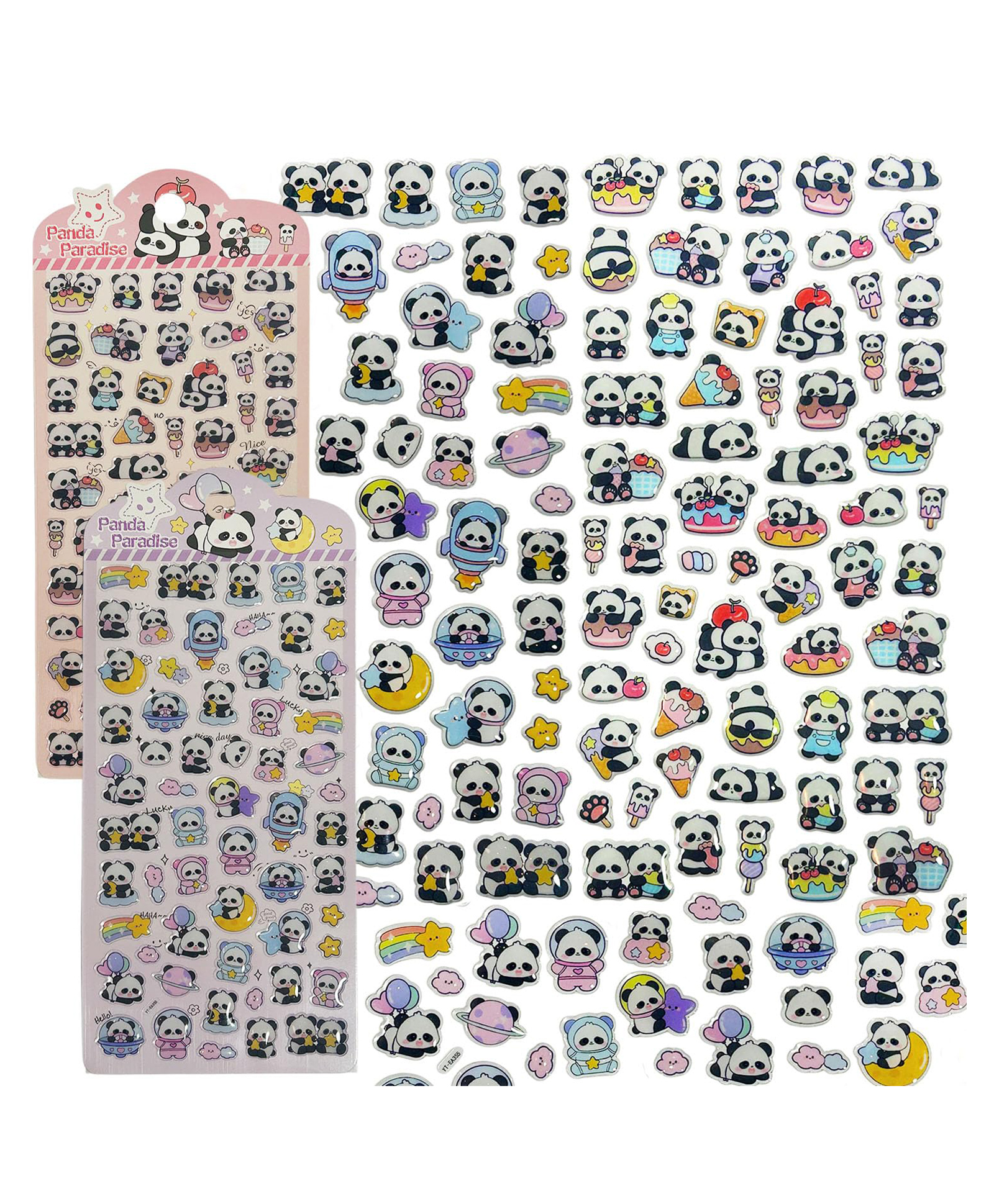 FunBlast Panda Theme 3D Kawaii Stickers SetPack of 2 Sheets Multicolor-image-46