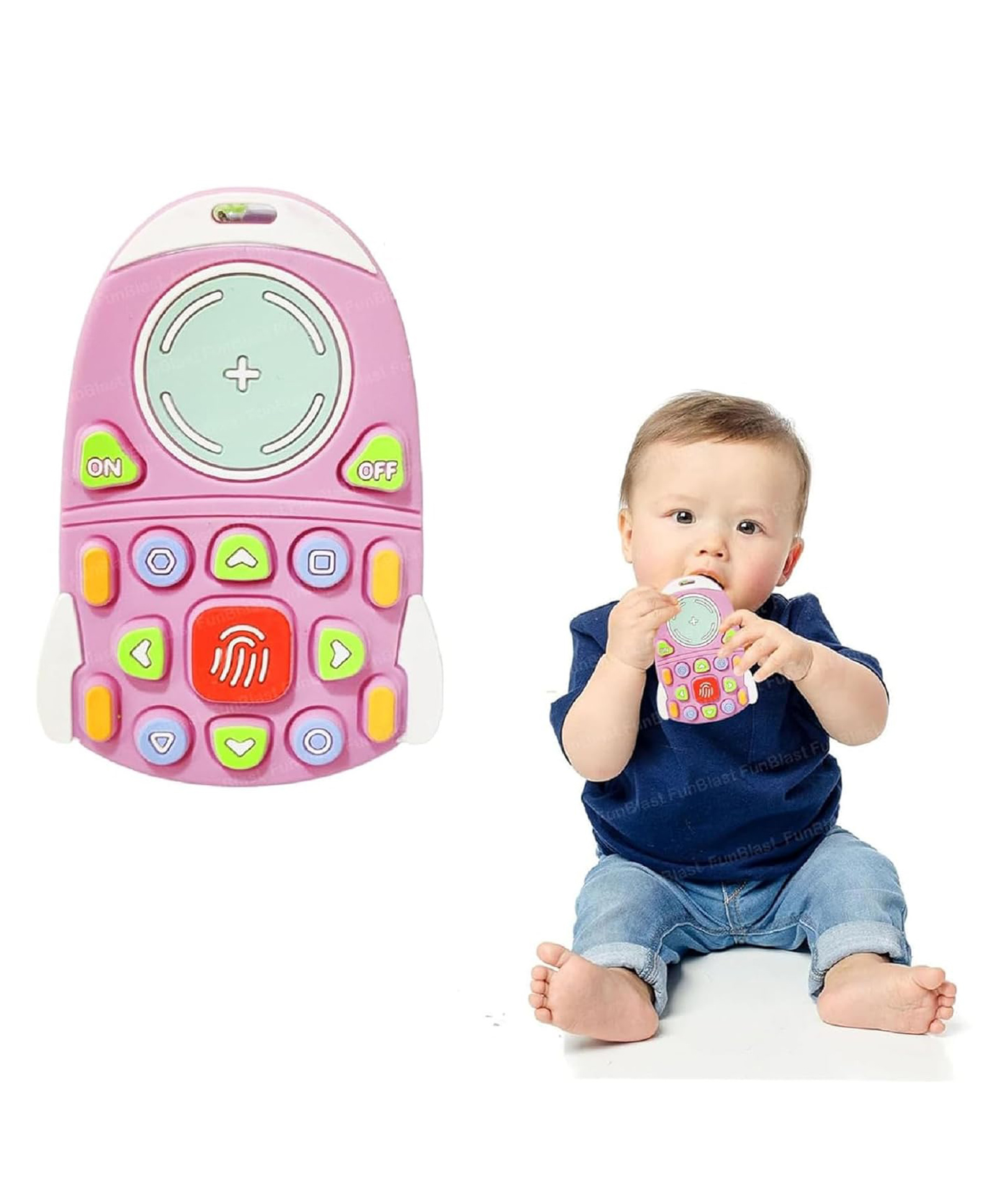FunBlast Rocket Shaped Silicone Teether Toy for BabiesPack of 1 Pink-image-37