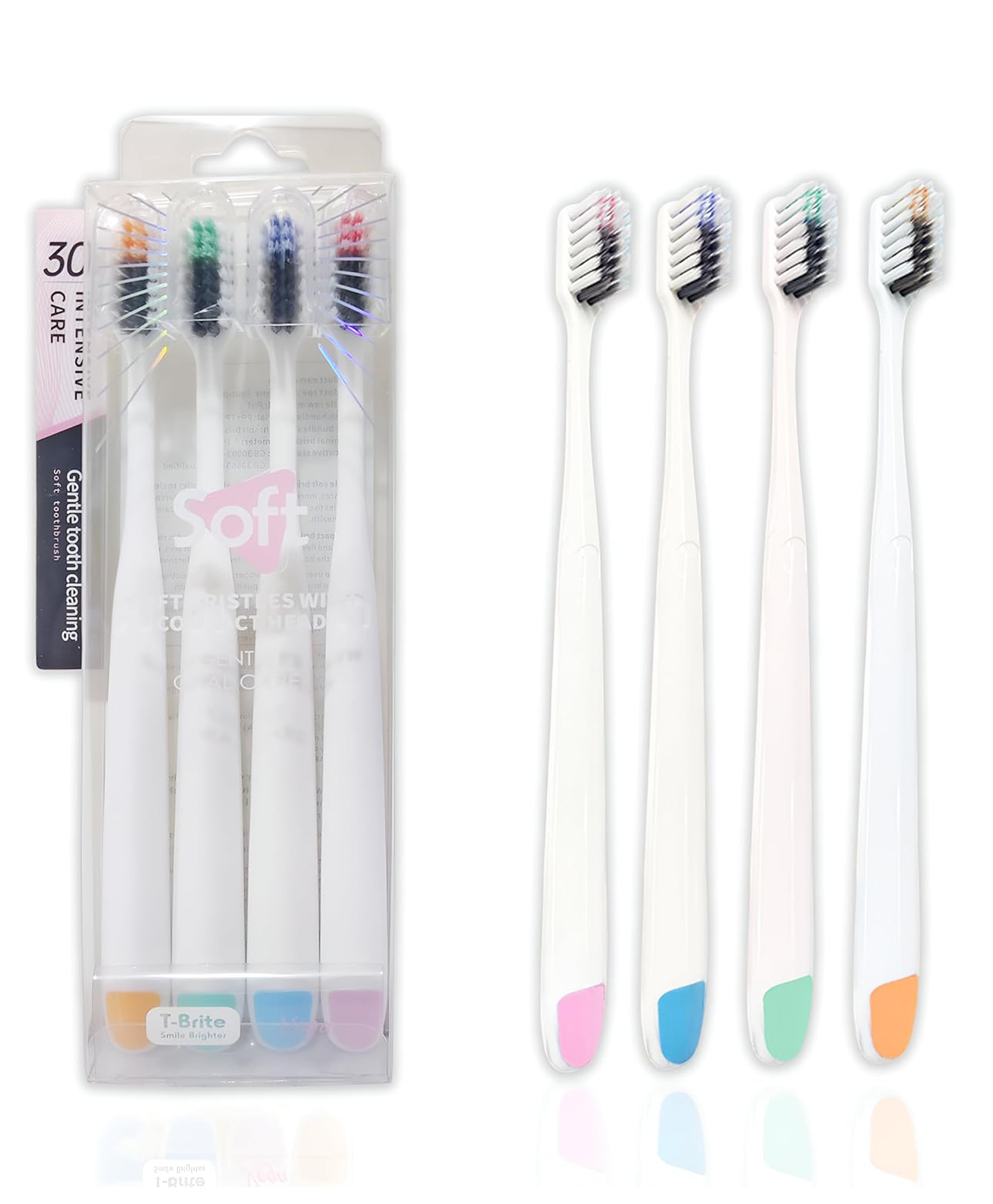 FunBlast Bamboo Charcoal Bristles Manual Tooth Brush SetPack of 4 Multicolor-image-2