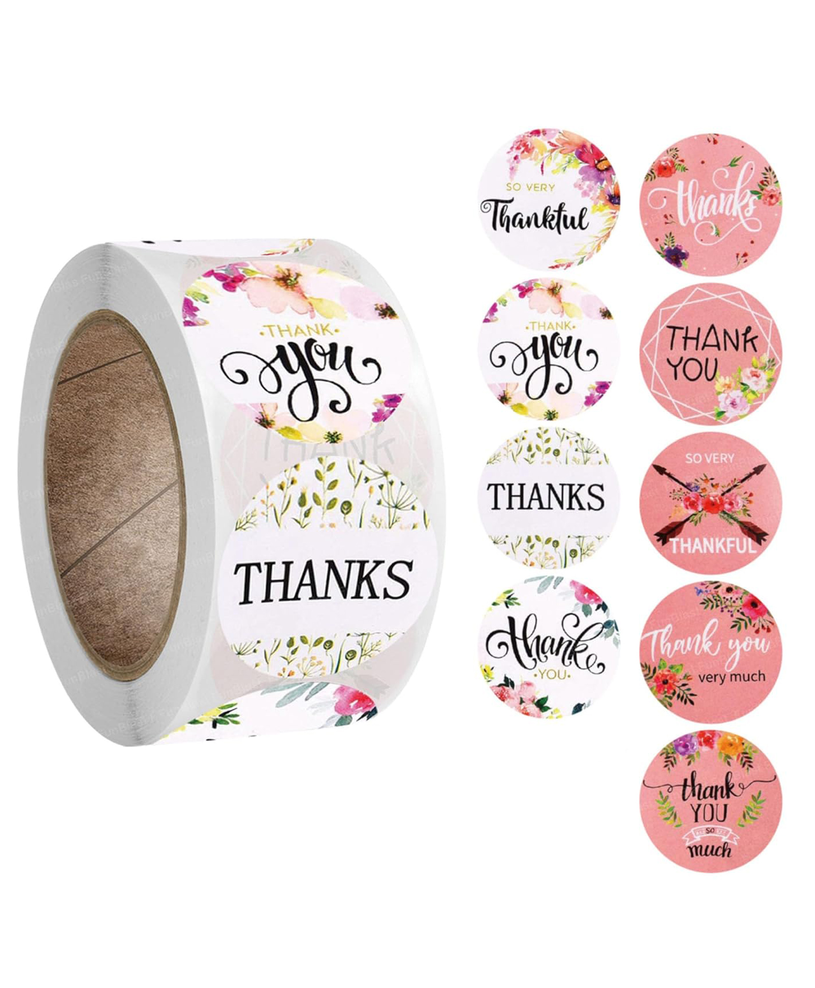 FunBlast Multi Designs Thank You Stickers4 Rolls Multicolor-image-32