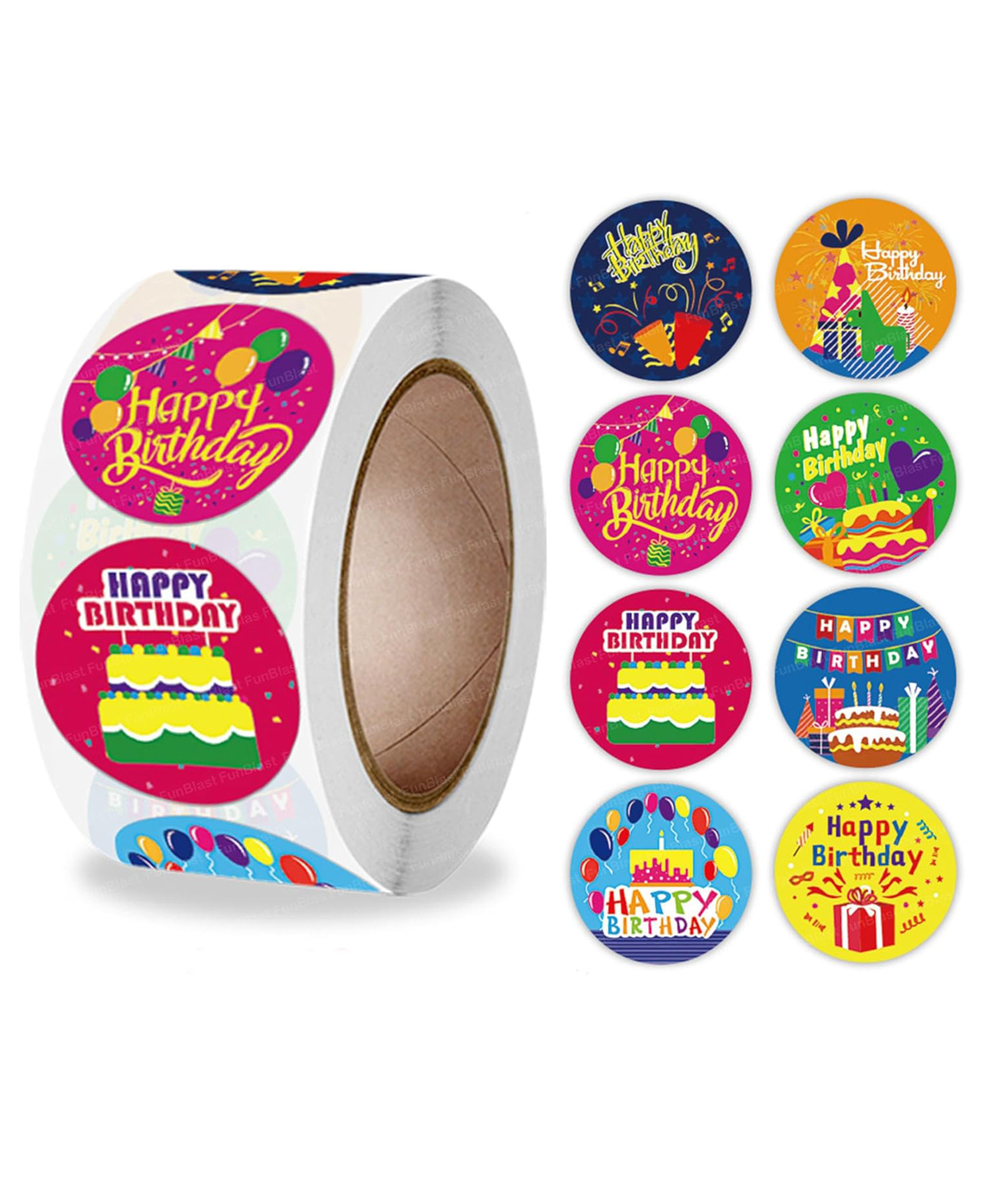 FunBlast Self Adhesive Decoration Happy Birthday Stickers4 Rolls Multicolor-picture-11