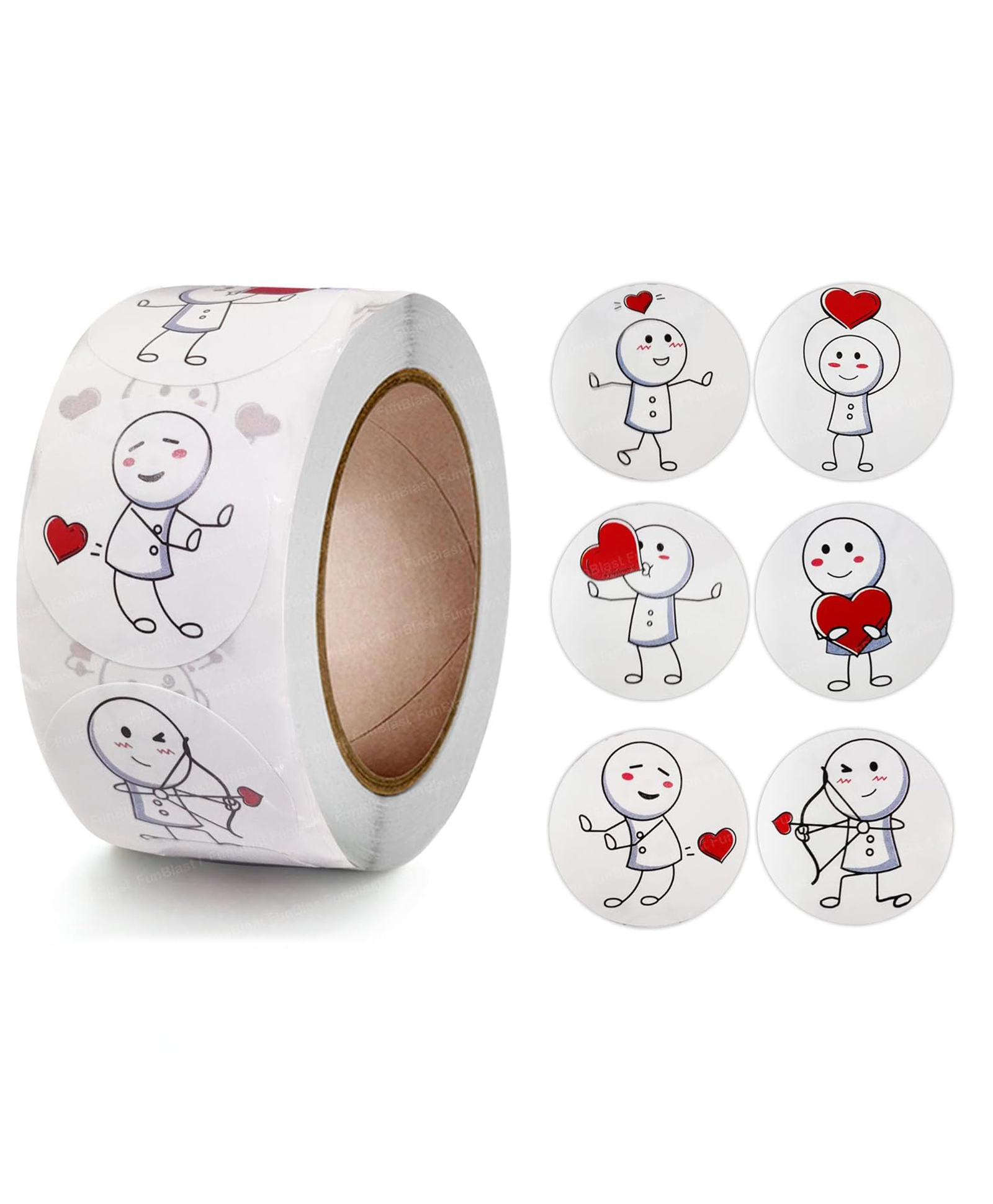 FunBlast Round Shape Love Emoji Stickers 4 Rolls-image-6