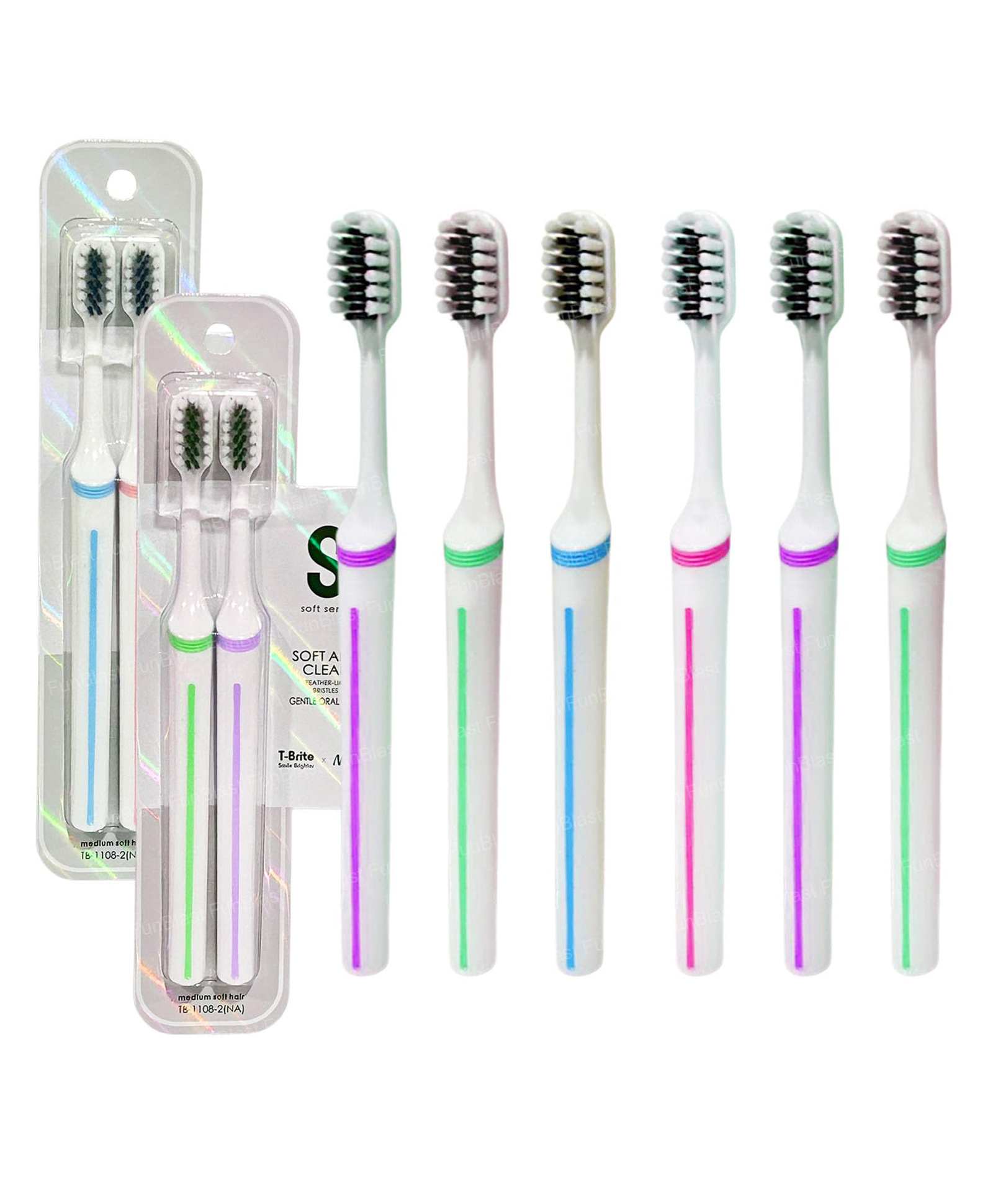 FunBlast Soft Bristles Manual Tooth Brush SetPack of 6 Multicolor-image-12