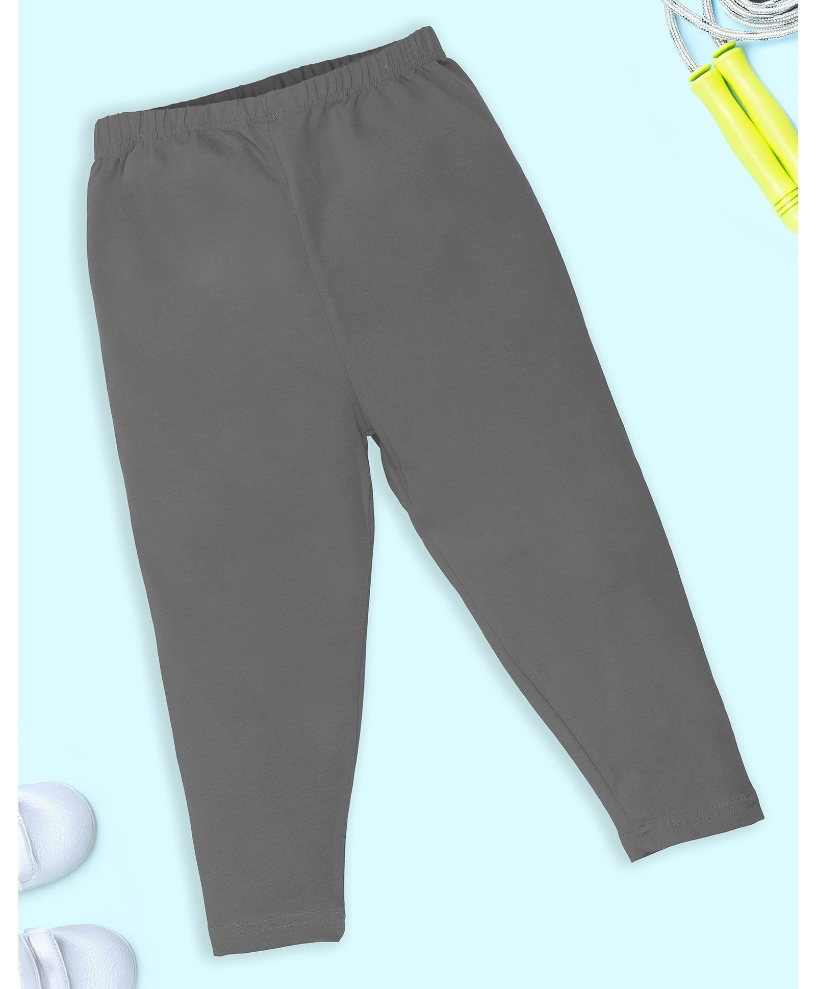 Kiddopanti Cotton Lycra Solid Capris - Grey-picture-19