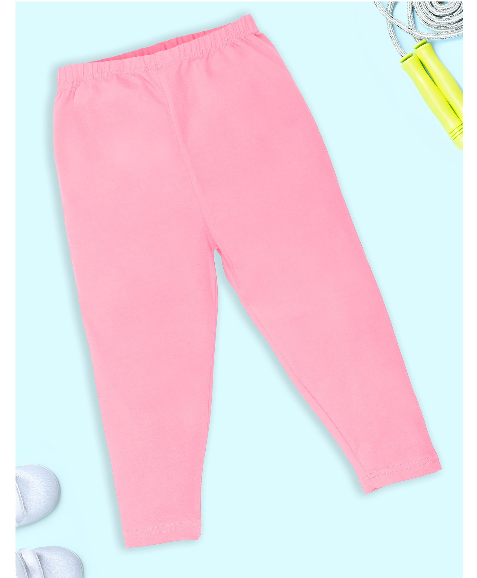 Kiddopanti Cotton Lycra Solid Capris - Baby Pink-picture-16