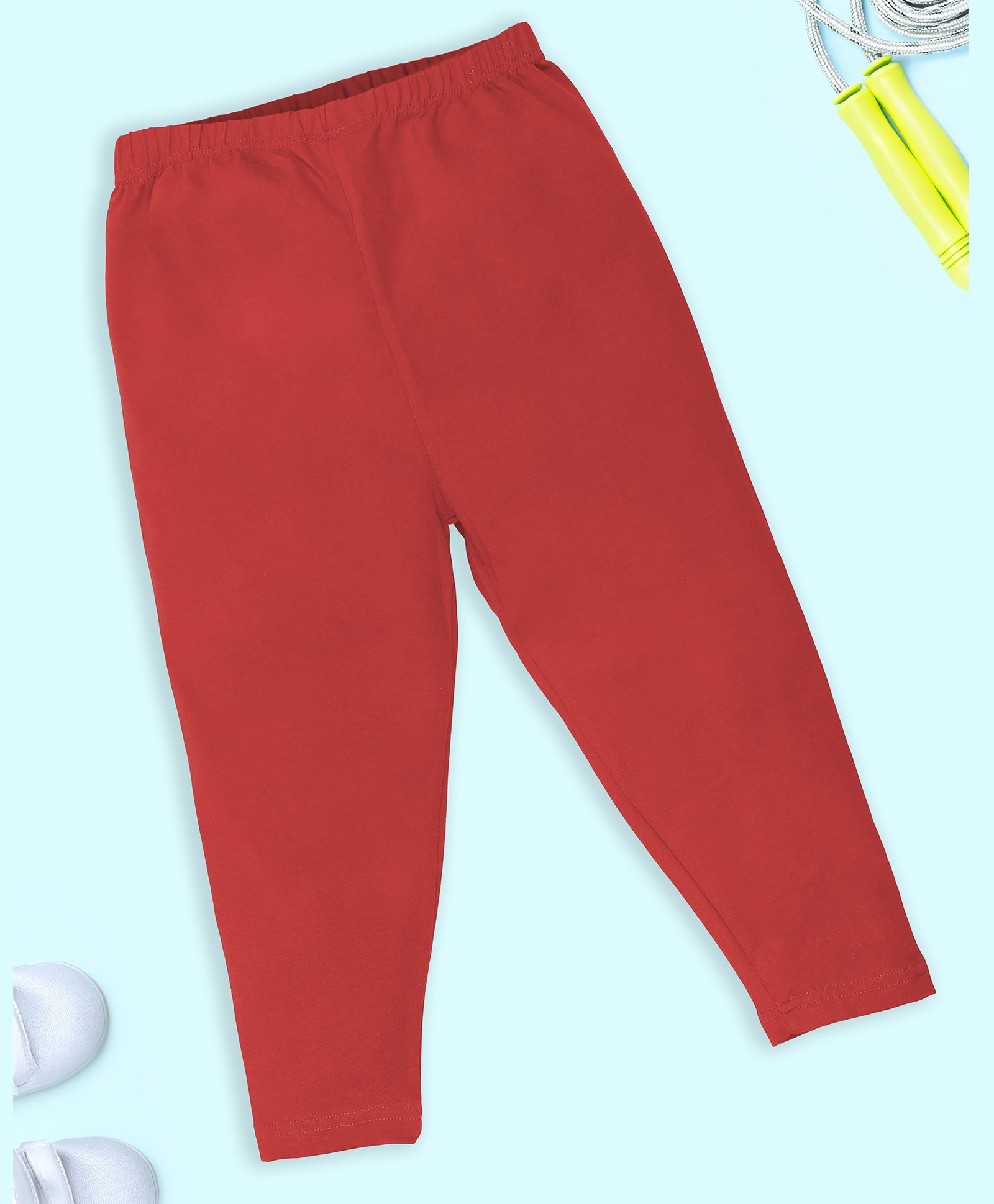 Kiddopanti Cotton Lycra Solid Capris - Red-image-6