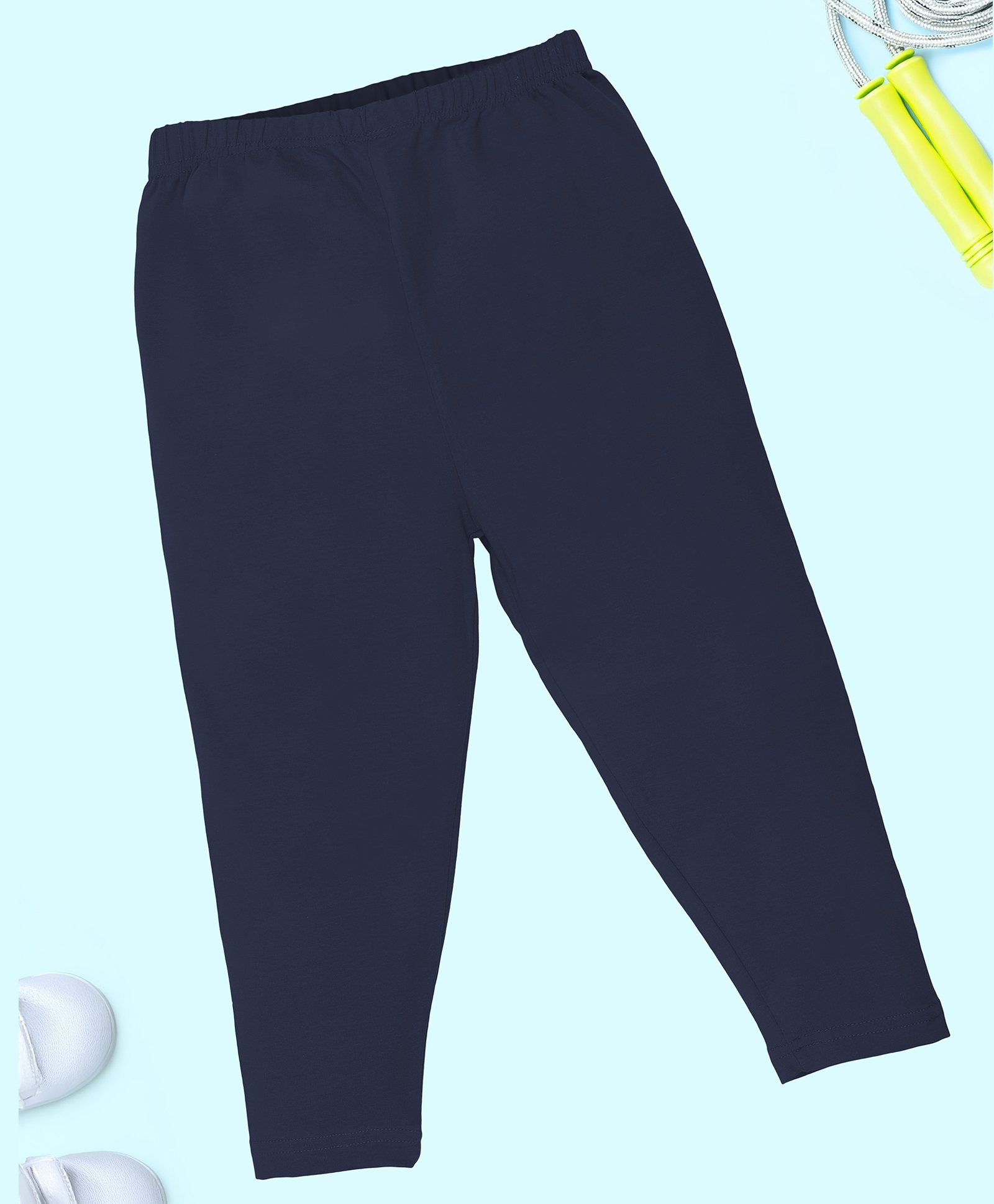 Kiddopanti Cotton Lycra Solid Capris - Navy Blue-picture-12