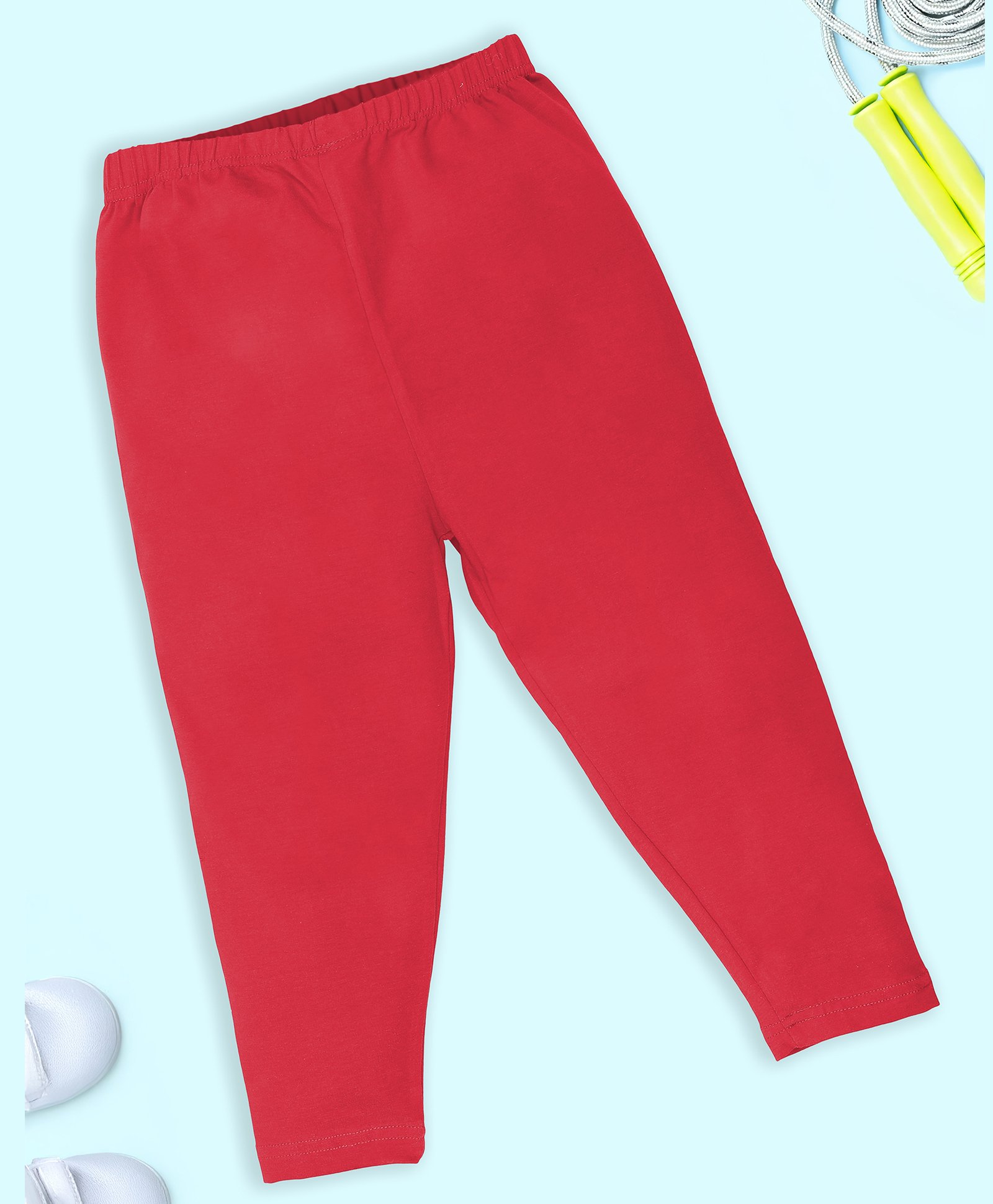 Kiddopanti Cotton Lycra Solid Capris - Dark Coral-picture-10