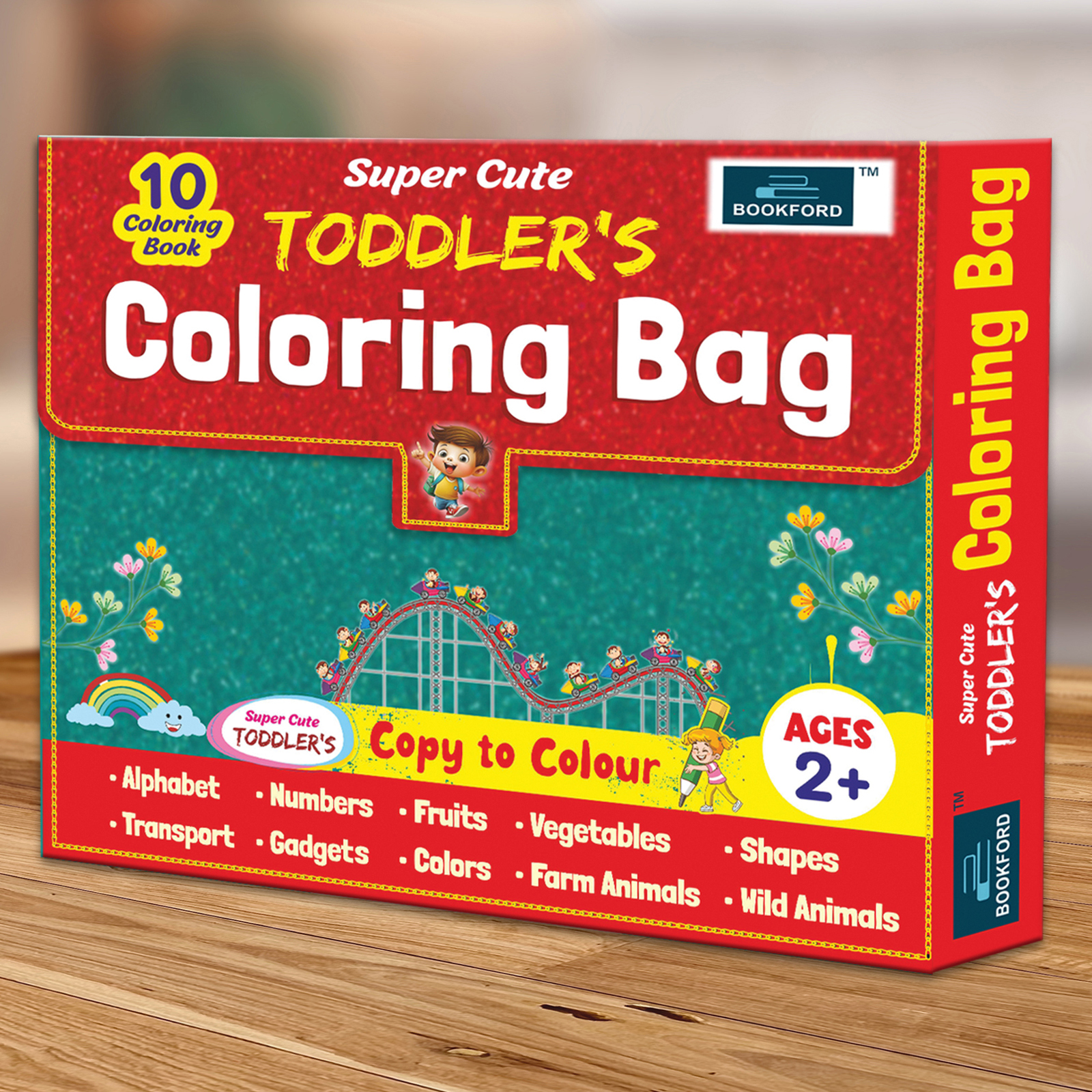 bookford publications Super Cute Toddler's Colouring Bag Set Of 10 Coloring Books For Kids - English-picture-27