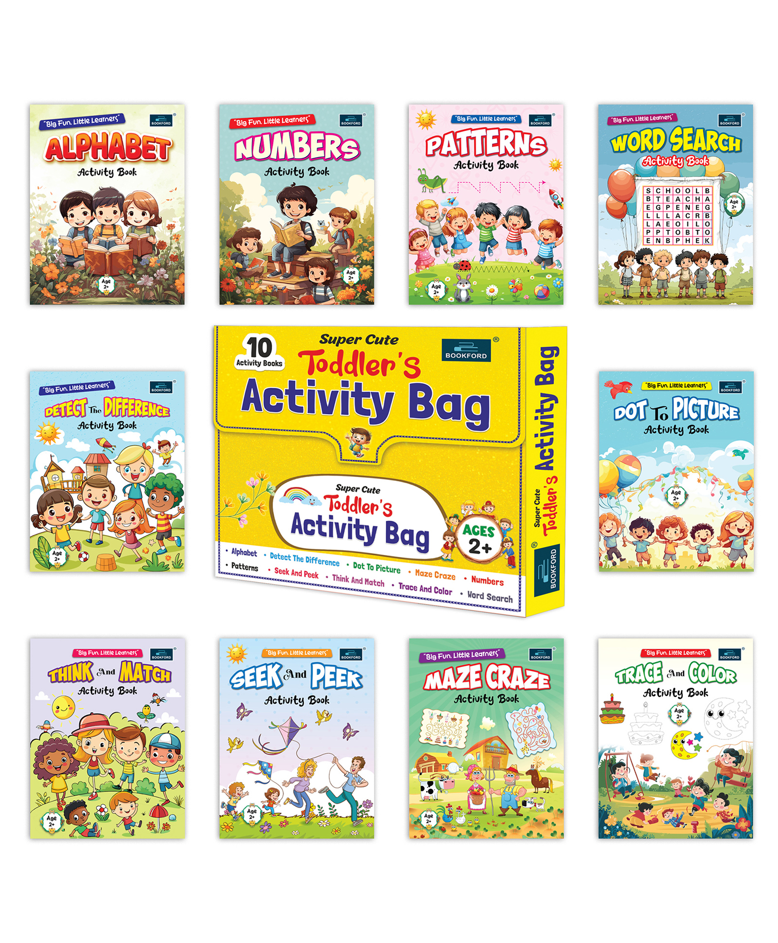 bookford publications Super Cute Toddler's Activity Bag Set Of 10 Activity Books For Kids Gift Bag For Children - English-picture-15