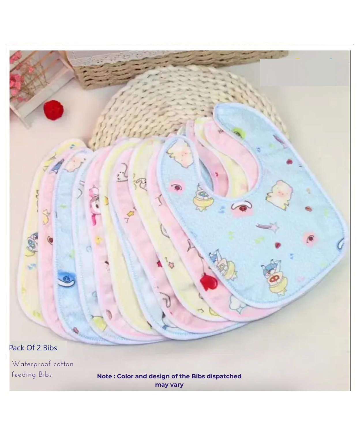 numum Baby Waterproof Cotton Feeding Bibs Apron Reusable Durable Long Lasting for Babies Girls Boys Drool Bibs with Snaps Set Combo Pack of 2 (Color and design may vary)-picture-35