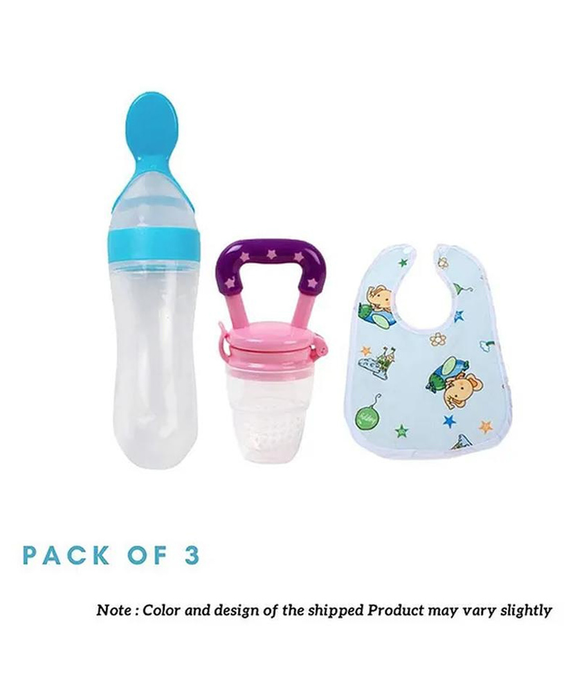 numum Baby Fruit Feeder Pacifier (1 Pcs) with 1 PCS Silicone Baby Food Dispensing Spoon 90ML and 1 pcs Fruit Teether 1pcs Finger Brush 1 pcs Baby bib (3 Piece Multi) (Color and design may vary)-image-17