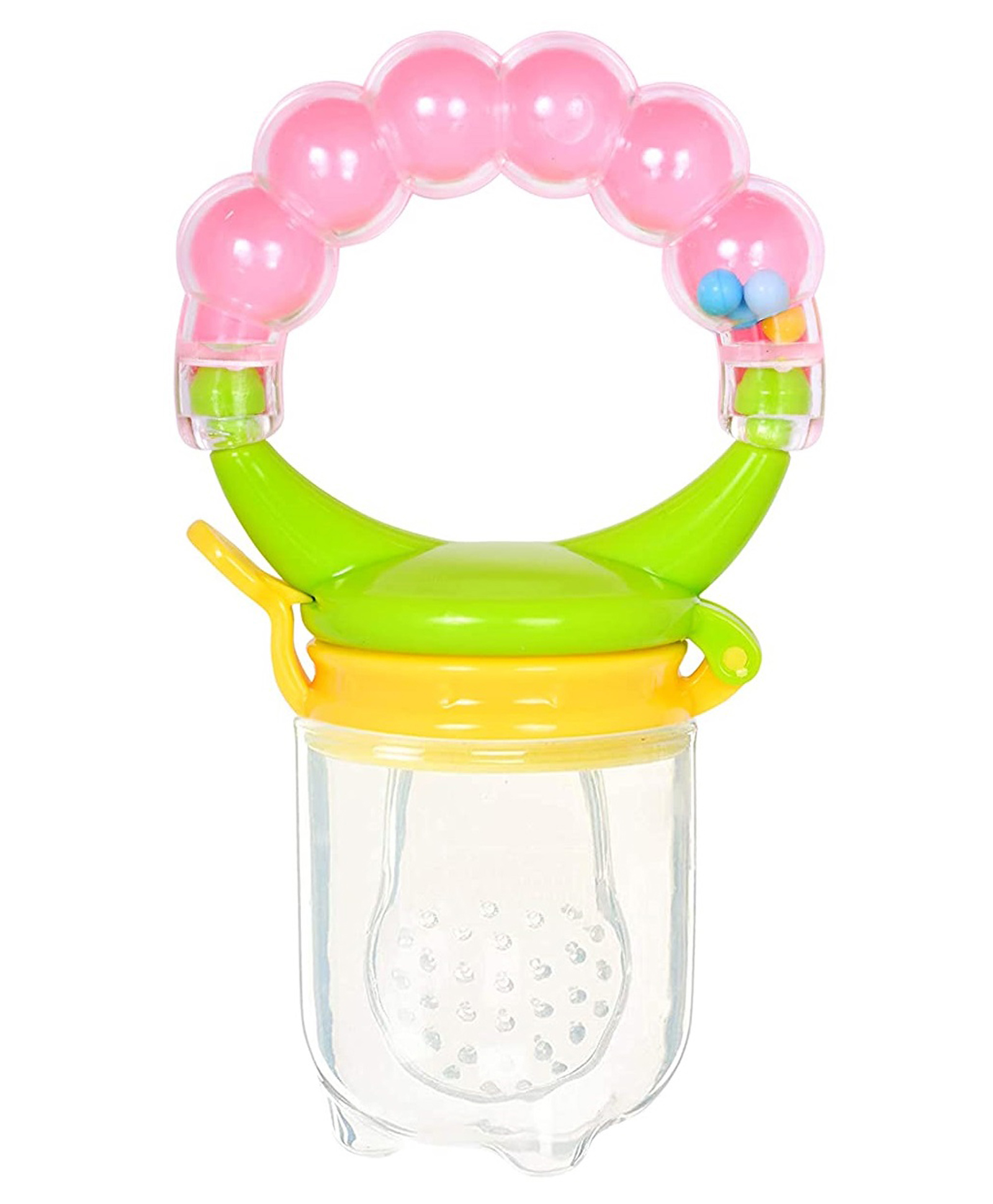 Numum Baby Ring Style Food Fruit Feeder Nibbler Pacifier for Babies - Pink (Color & Design May Vary)-image-20