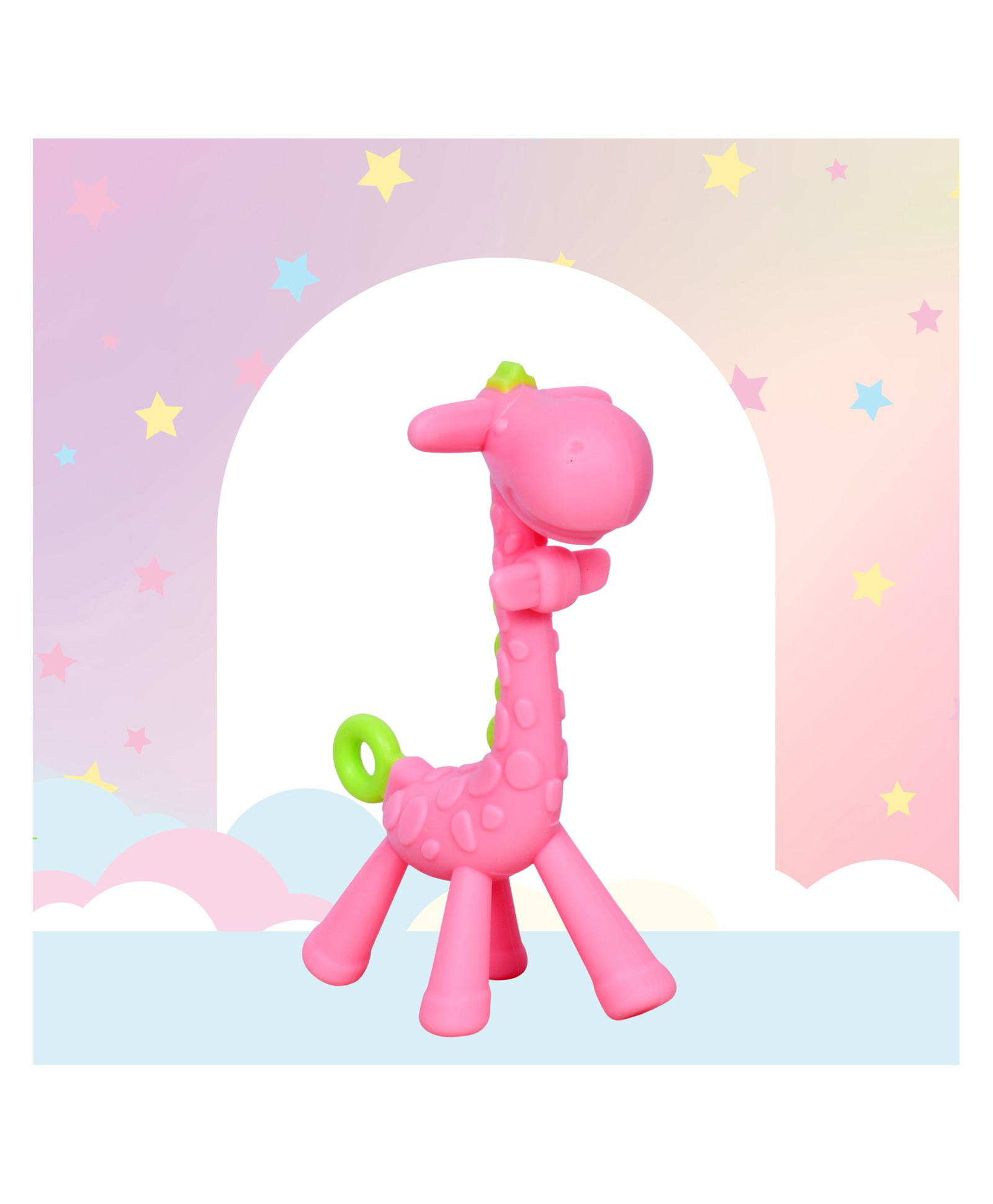 numum Giraffe Shape Silicone Teether - Pink (Color and design may vary)-image-41