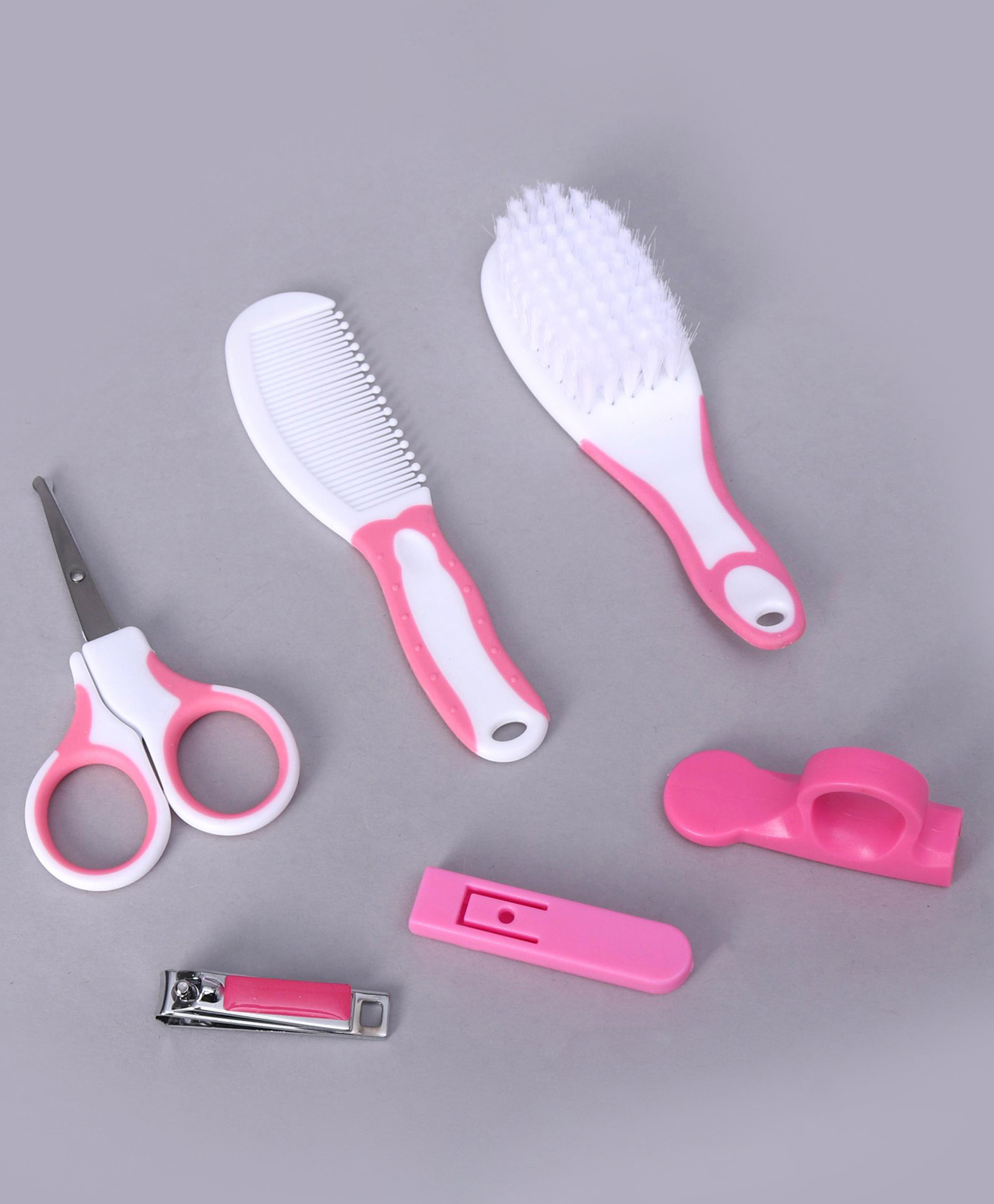 numum Set of 6 Cute Plastic Portable Baby Care Kit Nursery Kids Healthcare and Grooming Set Manicure and Pedicure Accessories for New Born Babies - Pink ( color and design may vary)-image-6