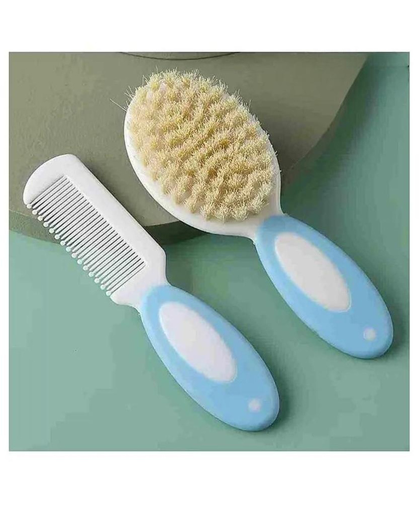 Numum Newborn Baby Hair Comb & Soft Brush Set Grooming Hair Care for Babies & Infants - Blue (Color and design may vary)-image-11