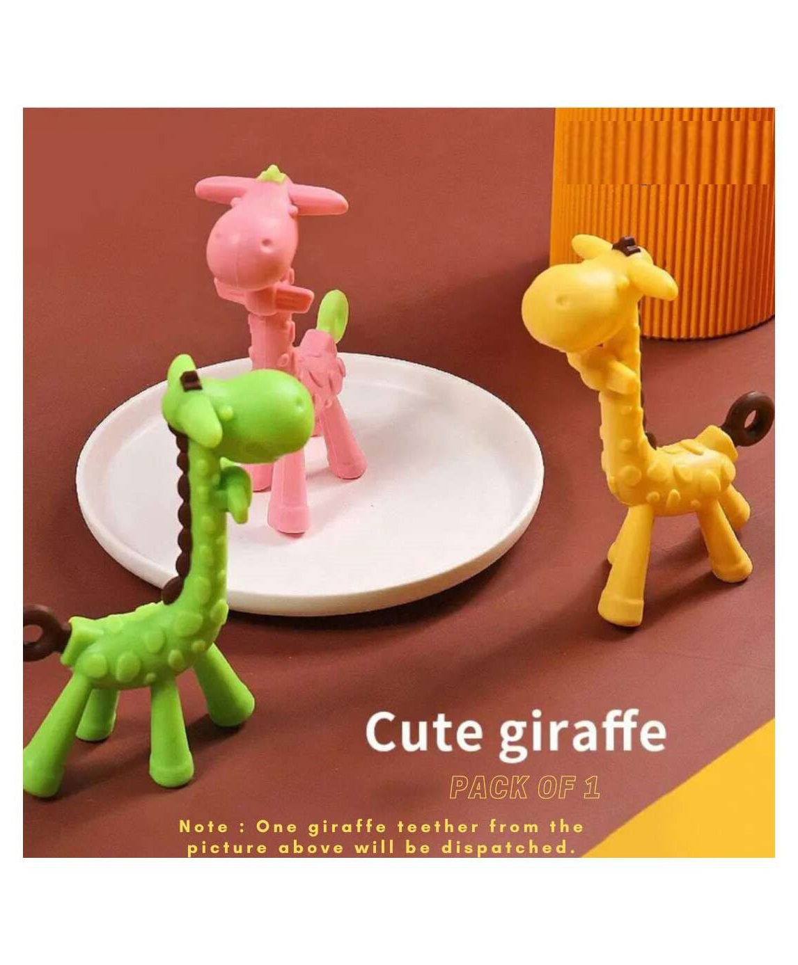 numum BPA Free, Flexible, Soft Silicone Giraffe Giraffe Shape Teether- Multicolor (Color and design may vary)-picture-24