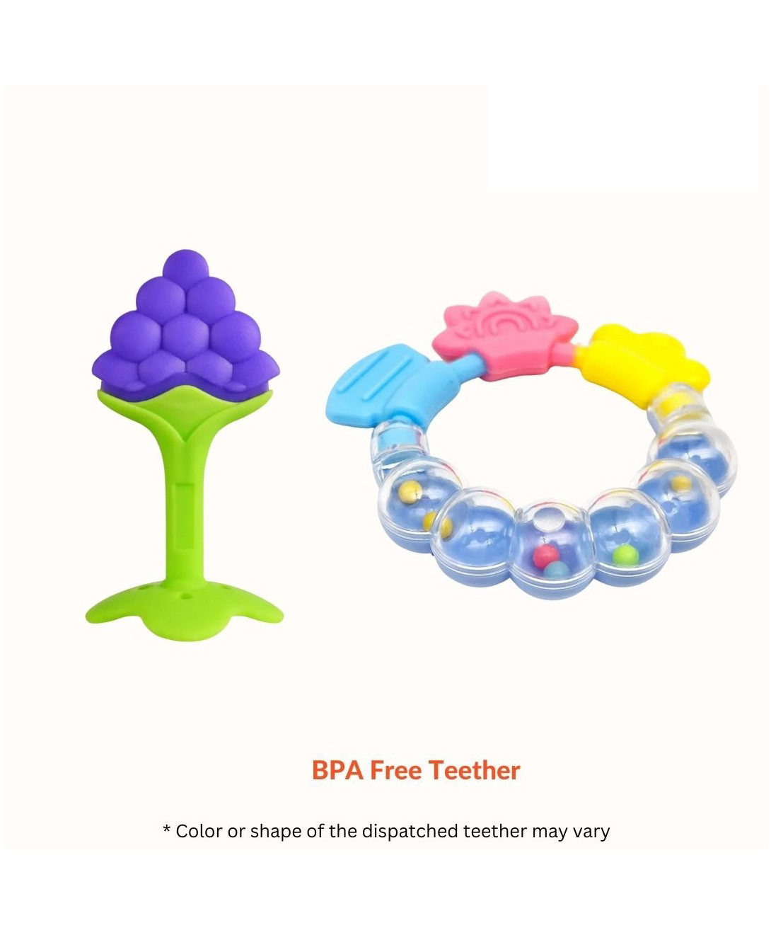 Numum Baby Teether Set of 2 Soft Silicone Fruit Shape and Ring Teether- (blue fruit teether and ring teether) (Color and design may vary)-image-6