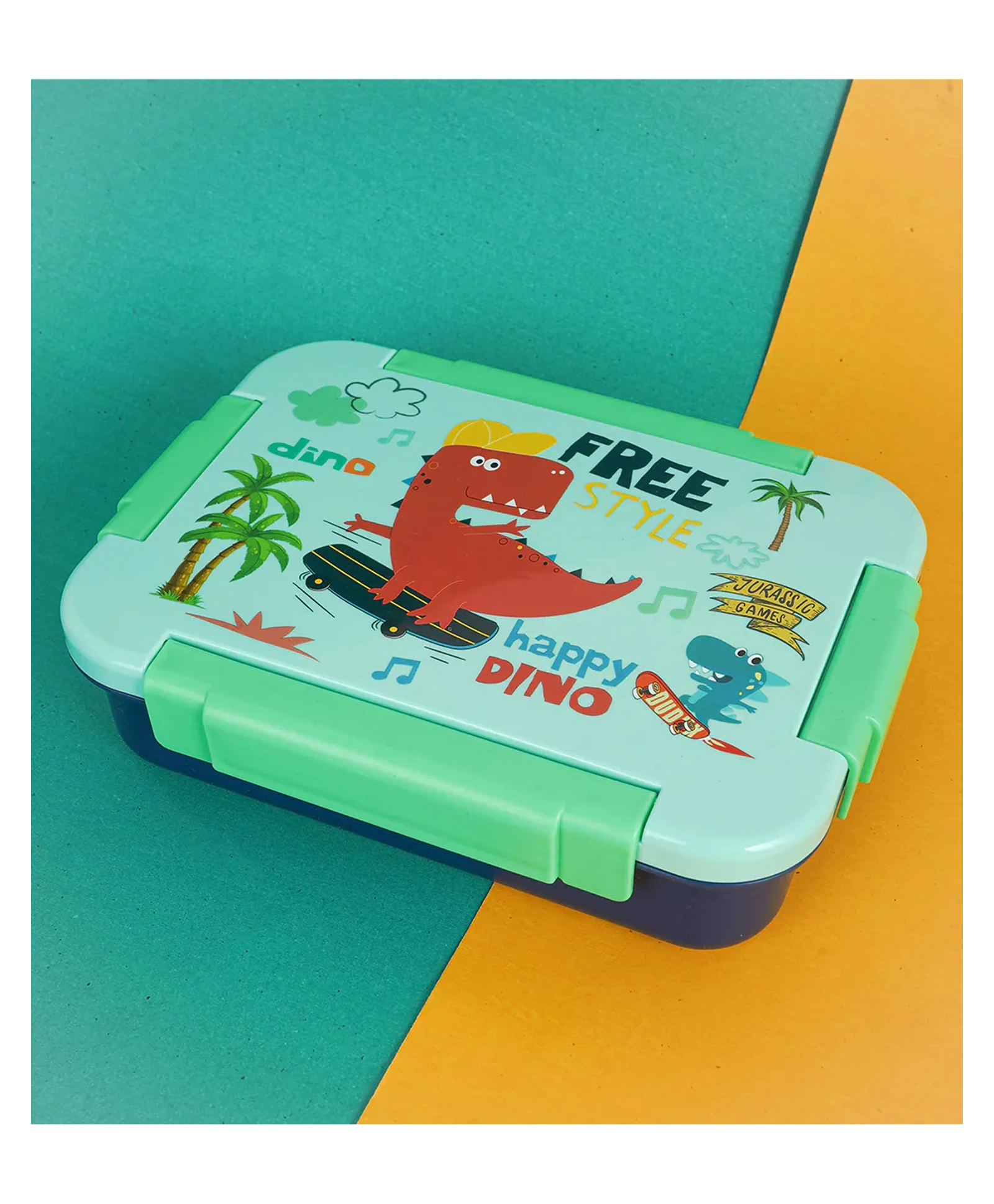 Numum Deluxe Stainless Steel Lunch Box (Dino Print)(3 Compartment) - (Color and Design May Vary)-picture-19