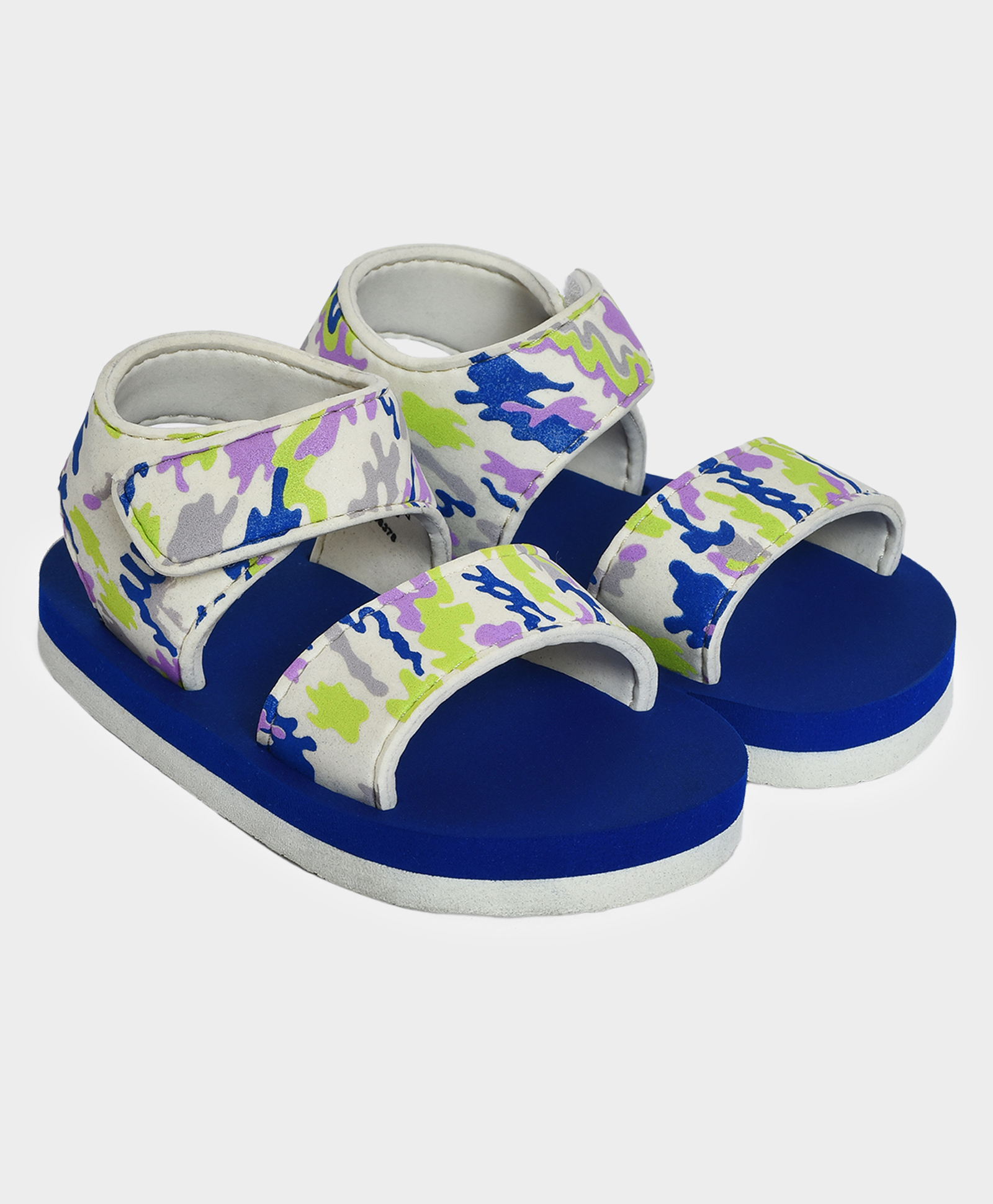 Mi Arcus Camouflage Designed Sandals With Velcro Closure - Blue-image-34