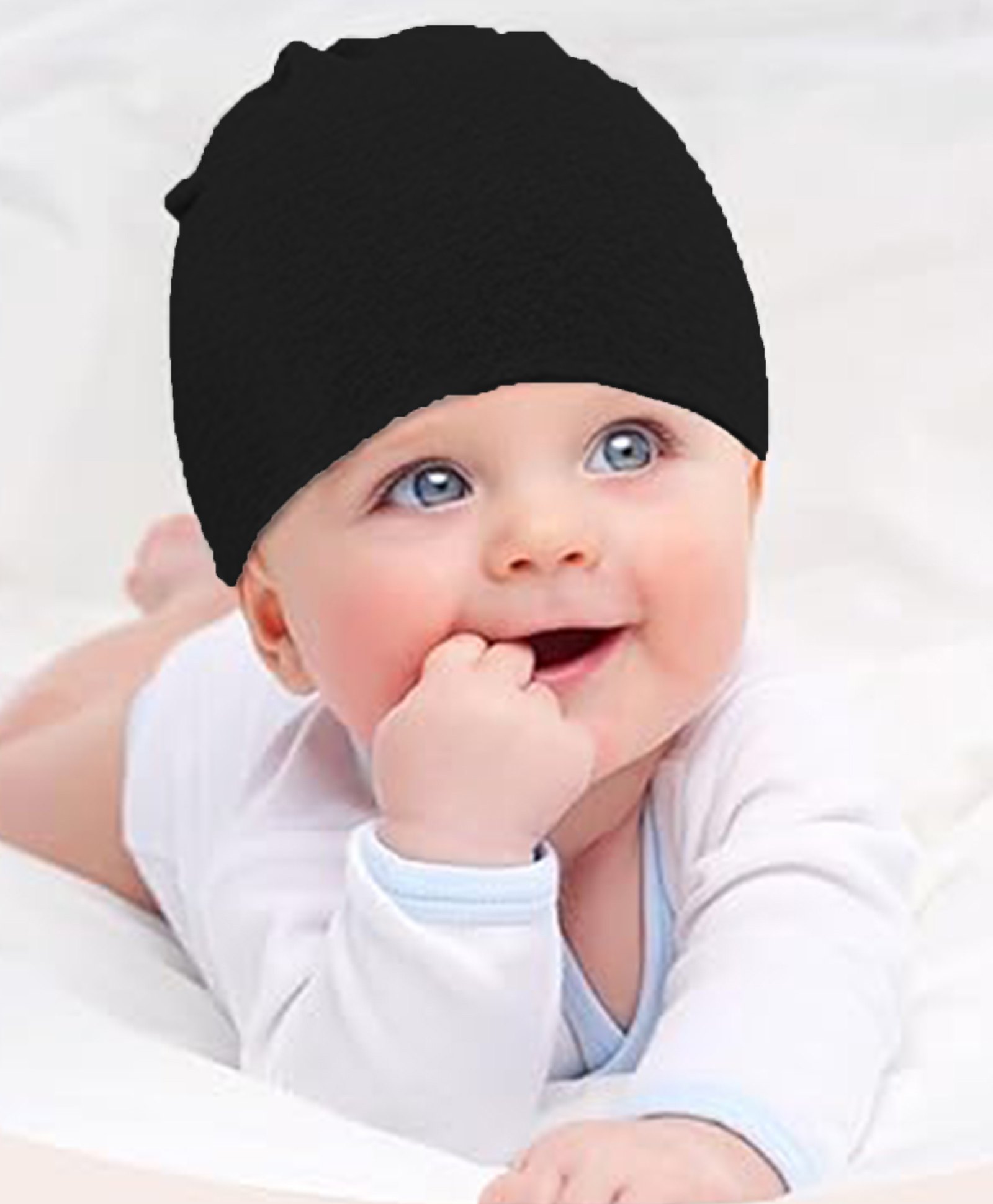 Babymoon Cotton Solid Stretchable Cap - Black-picture-14