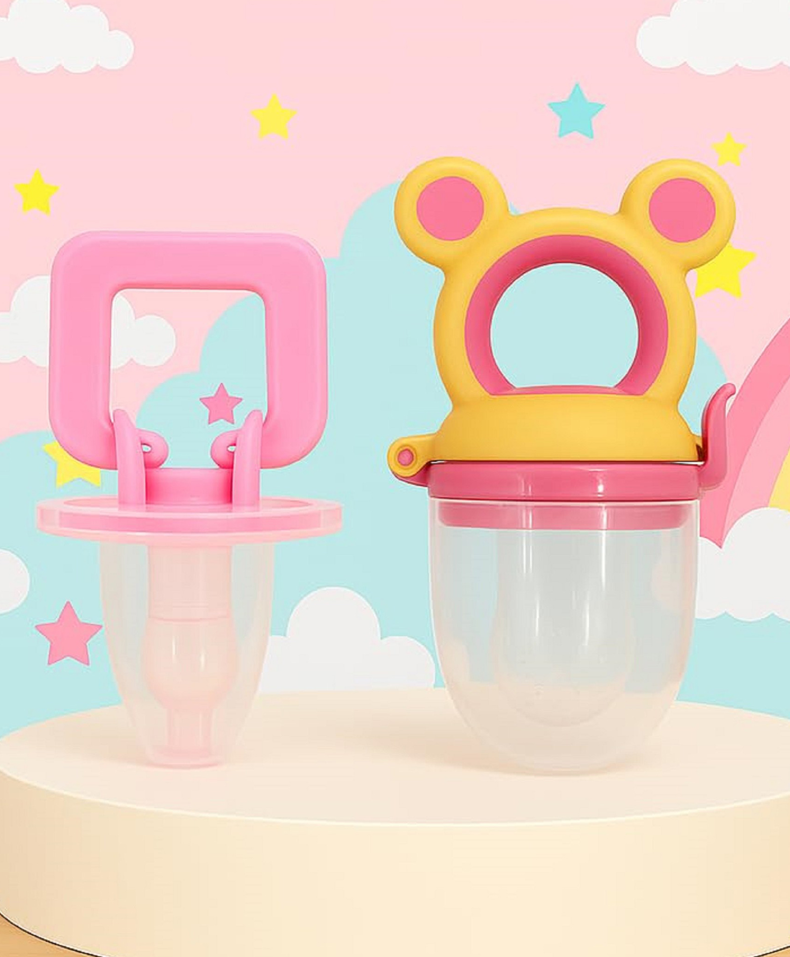 The Cheeky Kidzz Baby Ultra Light Soft Silicone Nipple Pacifier With Cute Design Food Feeder Nibbler BPA-Free Soother Teether (PINK)-image-21
