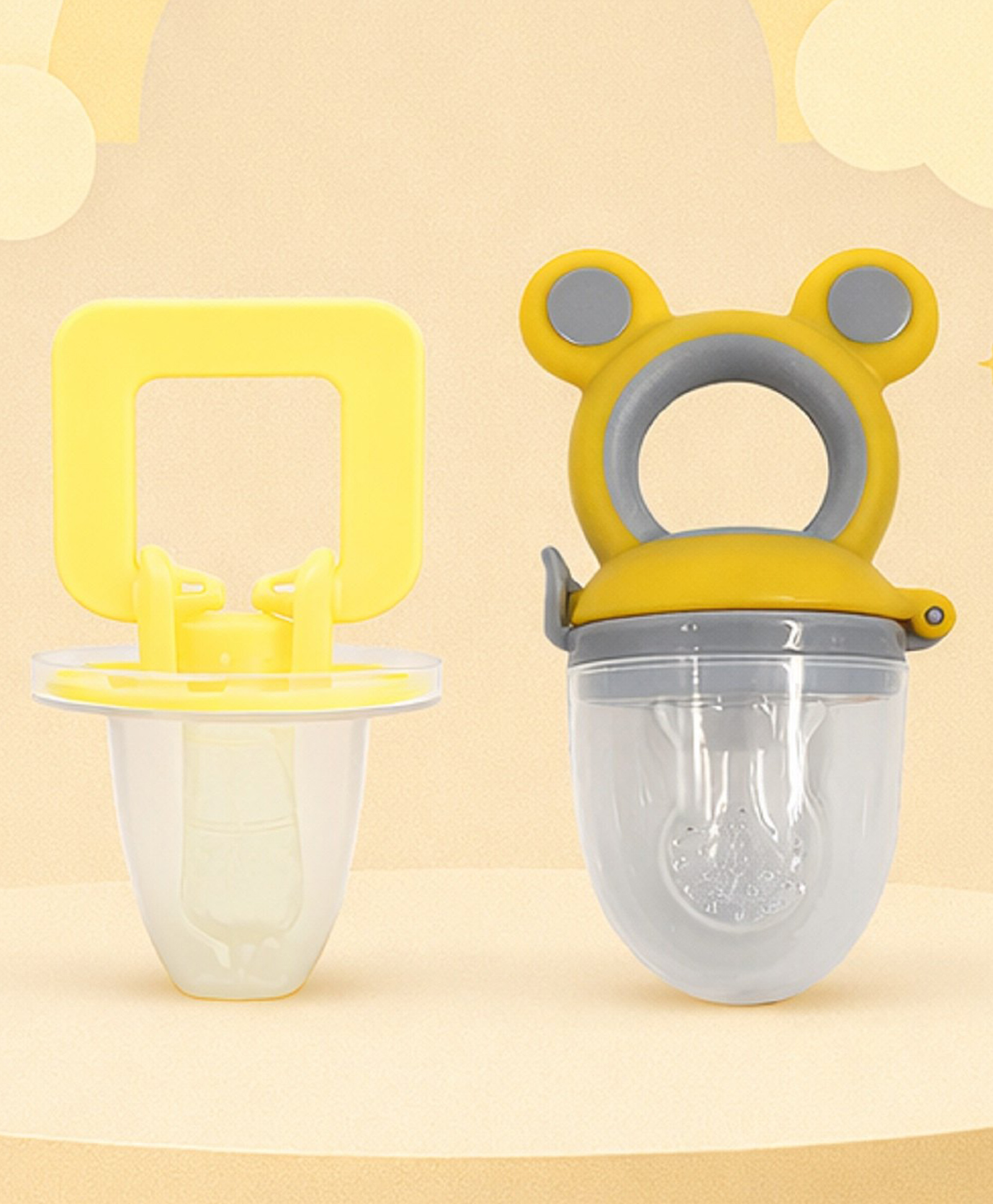 The Cheeky Kidzz Baby Ultra Light Soft Silicone Nipple Pacifier With Cute Design Food Feeder Soother Nibbler BPA-Free Teether (YELLOW)-picture-24