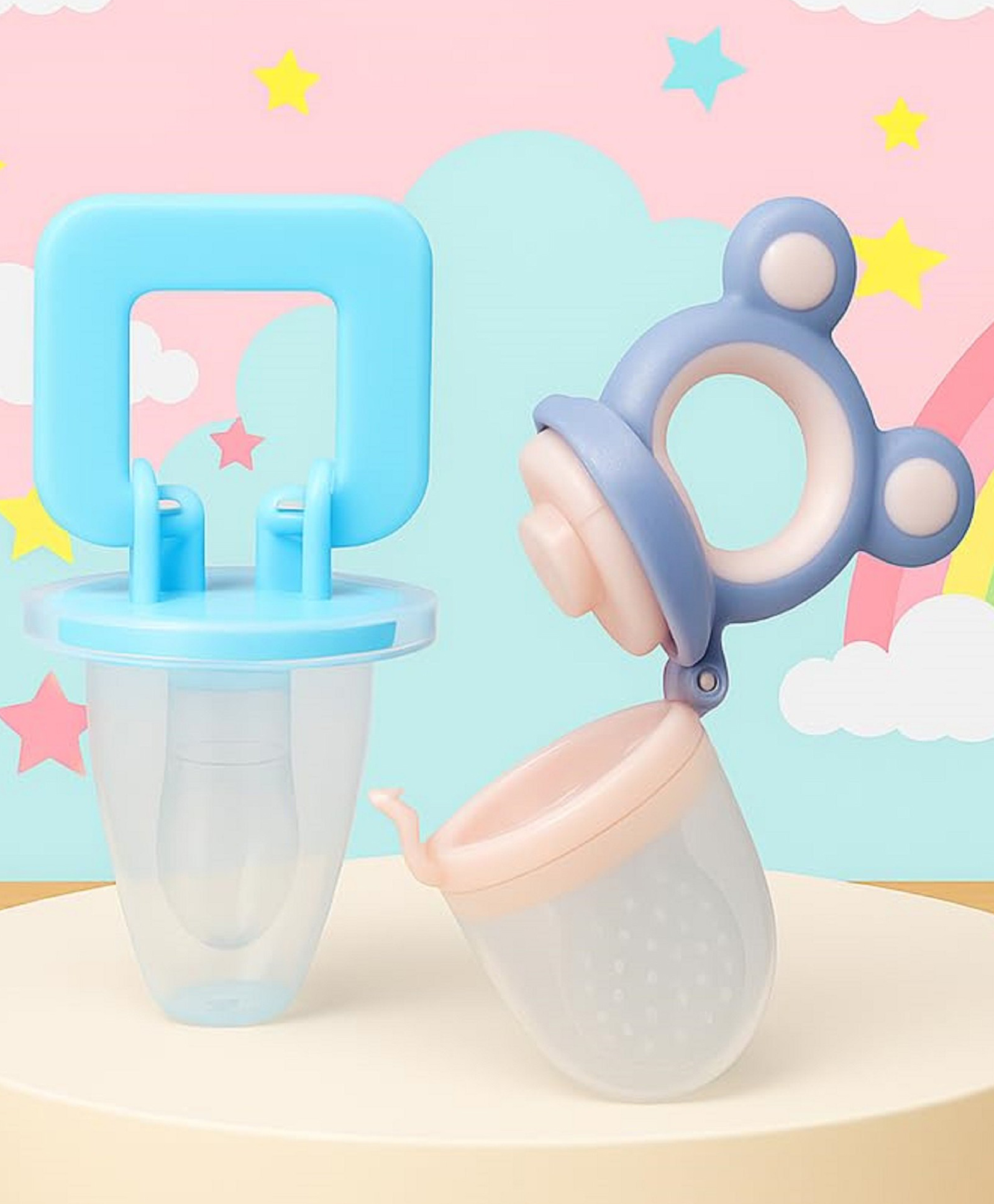 The Cheeky Kidzz Baby Ultra Light Soft Silicone Nipple Pacifier With Cute Design Food Feeder Soother Nibbler BPA-Free Teether (BLUE)-picture-22