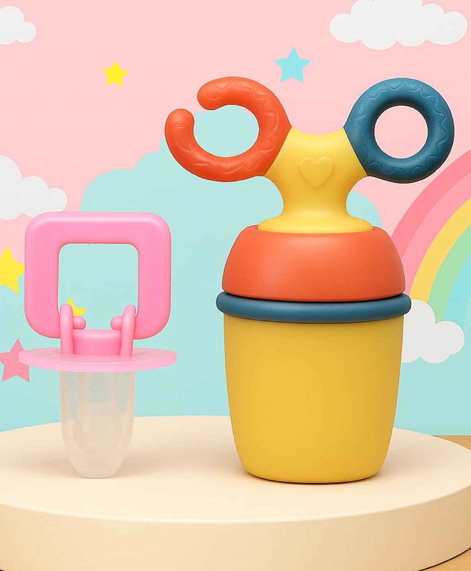 The Cheeky Kidzz Baby Food Feeder Soother Sucker Nibbler BPA-Free Teether With Ultra Light Soft Silicone Nipple Pacifier (MULTI-COLOR)-image-26