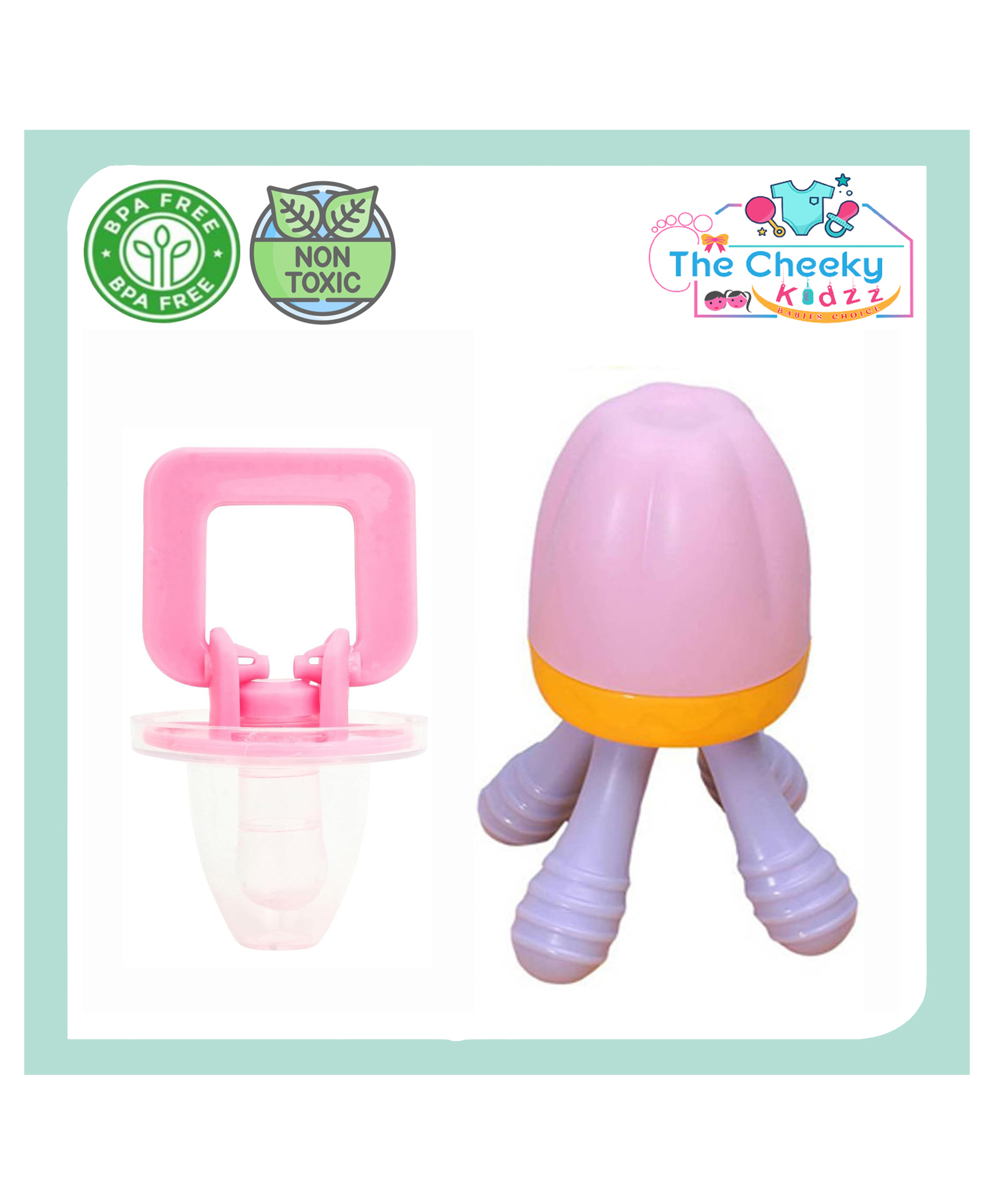 The Cheeky Kidzz Baby Vegetable Soother Food Feeder Sucker Nibbler BPA-Free Teether With Ultra Light Soft Silicone Nipple Pacifier (MULTI-COLOR)-image-27