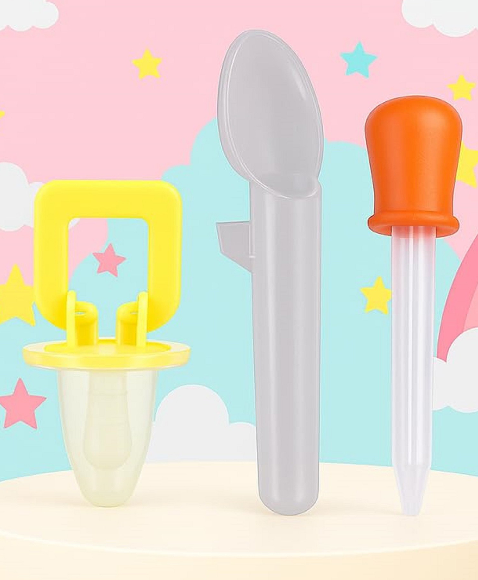 The Cheeky Kidzz Baby Pacifier Ultra Light Soft Silicone Nipple with Med Spoon Droppers Set 5 Ml Feeders BPA-Free for Babies (MULTI-COLOR)-picture-14