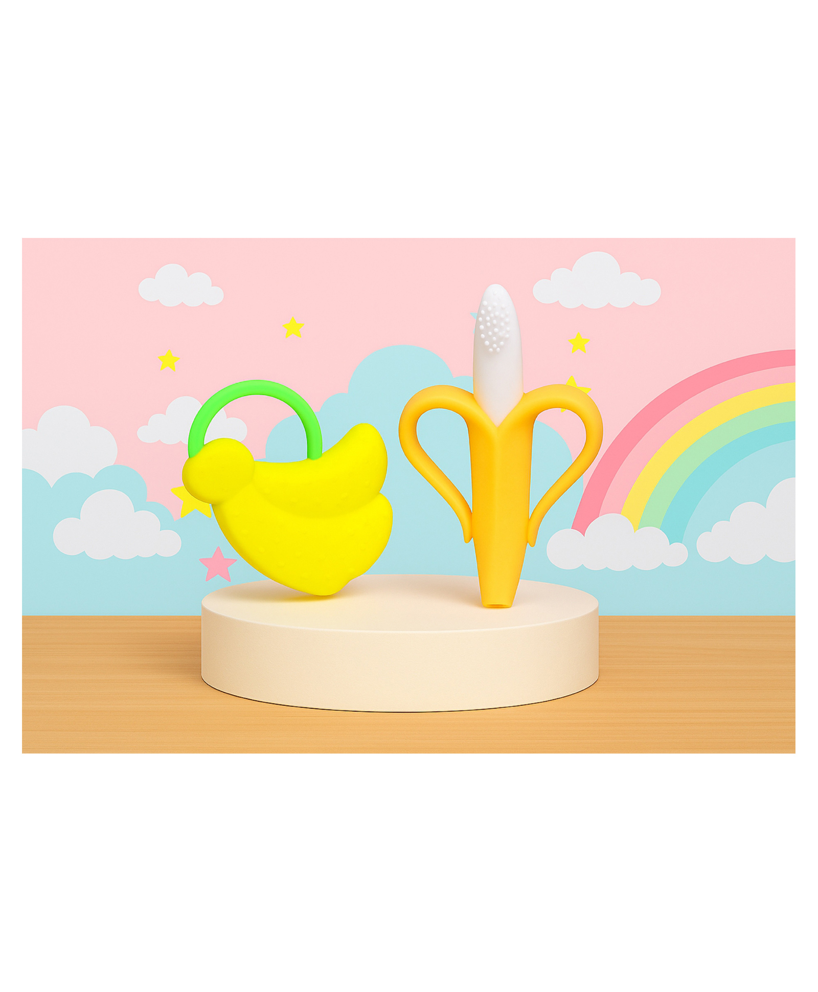 The Cheeky Kidzz Baby Soft Silicone Banana Shape Molar Toothbrush with Fruit Teething Silicone Chew Teether for Pain Relief BPA Free (YELLOW)-image-15