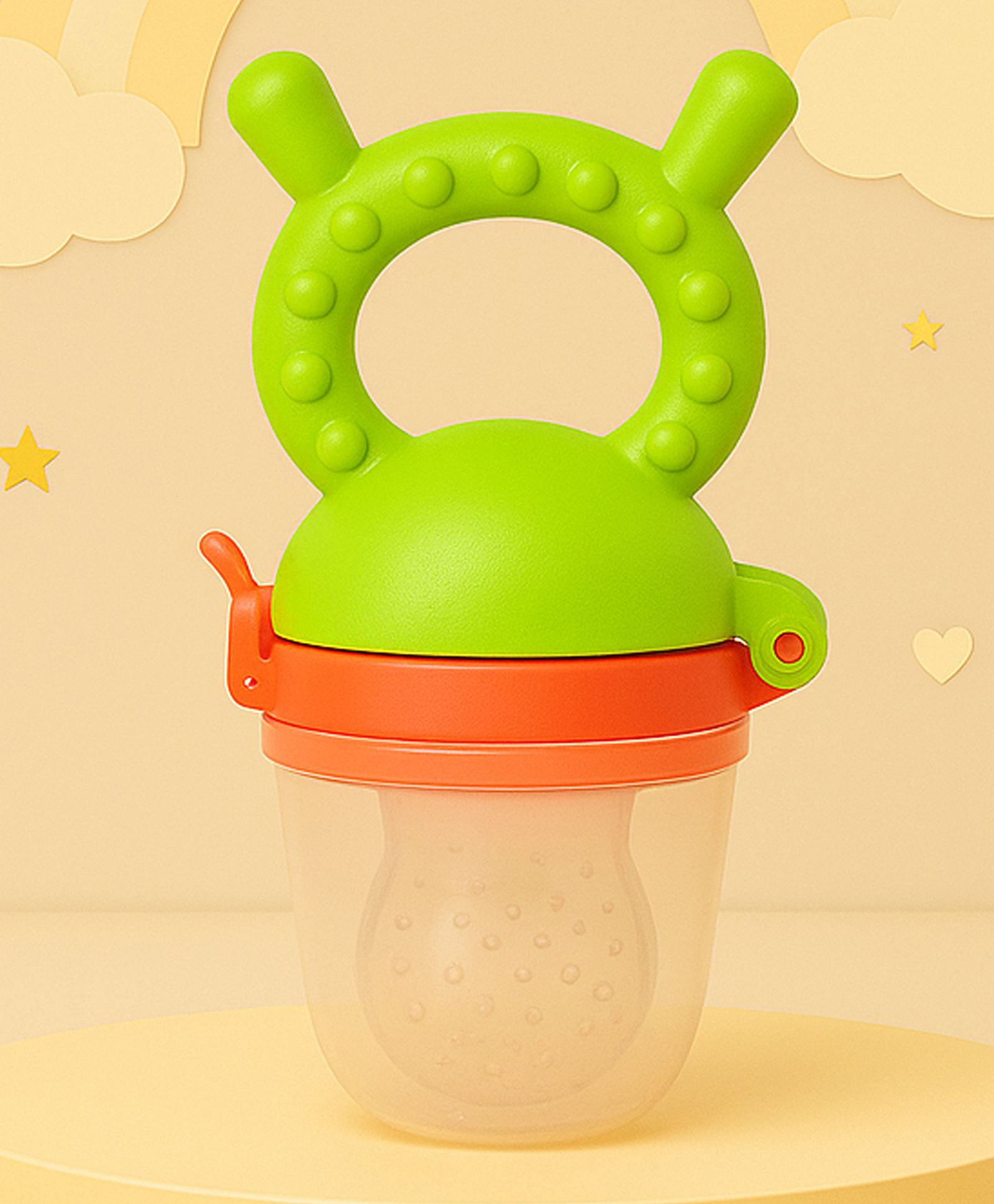 The Cheeky Kidzz Baby Pack of 1 Soft Silicone Fresh Fruit Vegetable Nibbler Soother Teether BPA Free for Newborns/Babies/Infants (MULTI-COLOURS)-image-15